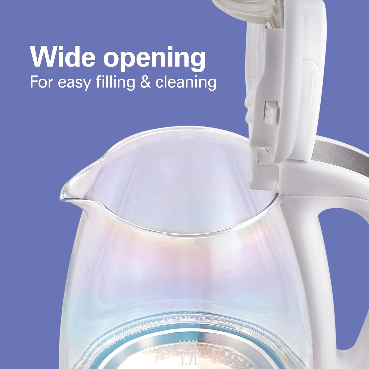 image:imageHamilton Beach 17L Electric Tea Kettle Water Boiler amp Heater LED Indicator BuiltIn Mesh Filter AutoShutoff amp BoilDry Protection Cordless Serving Iridescent Clear Glass 41055Iridescent Clear Glass