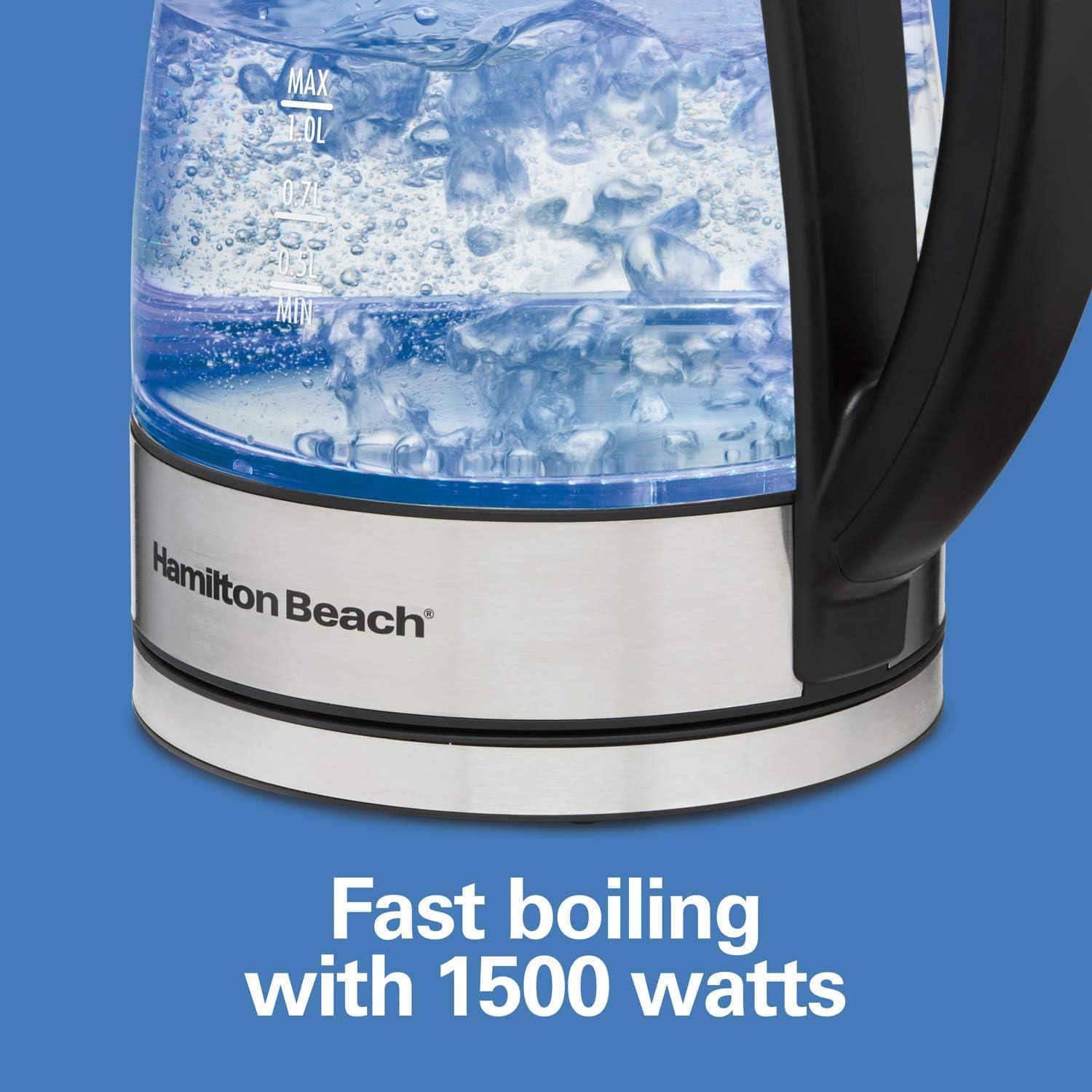 image:imageHamilton Beach 17L Electric Tea Kettle Water Boiler amp Heater LED Indicator BuiltIn Mesh Filter AutoShutoff amp BoilDry Protection Cordless Serving Variable Temp Clear Glass 40941RVariable Temp  Clear Glass