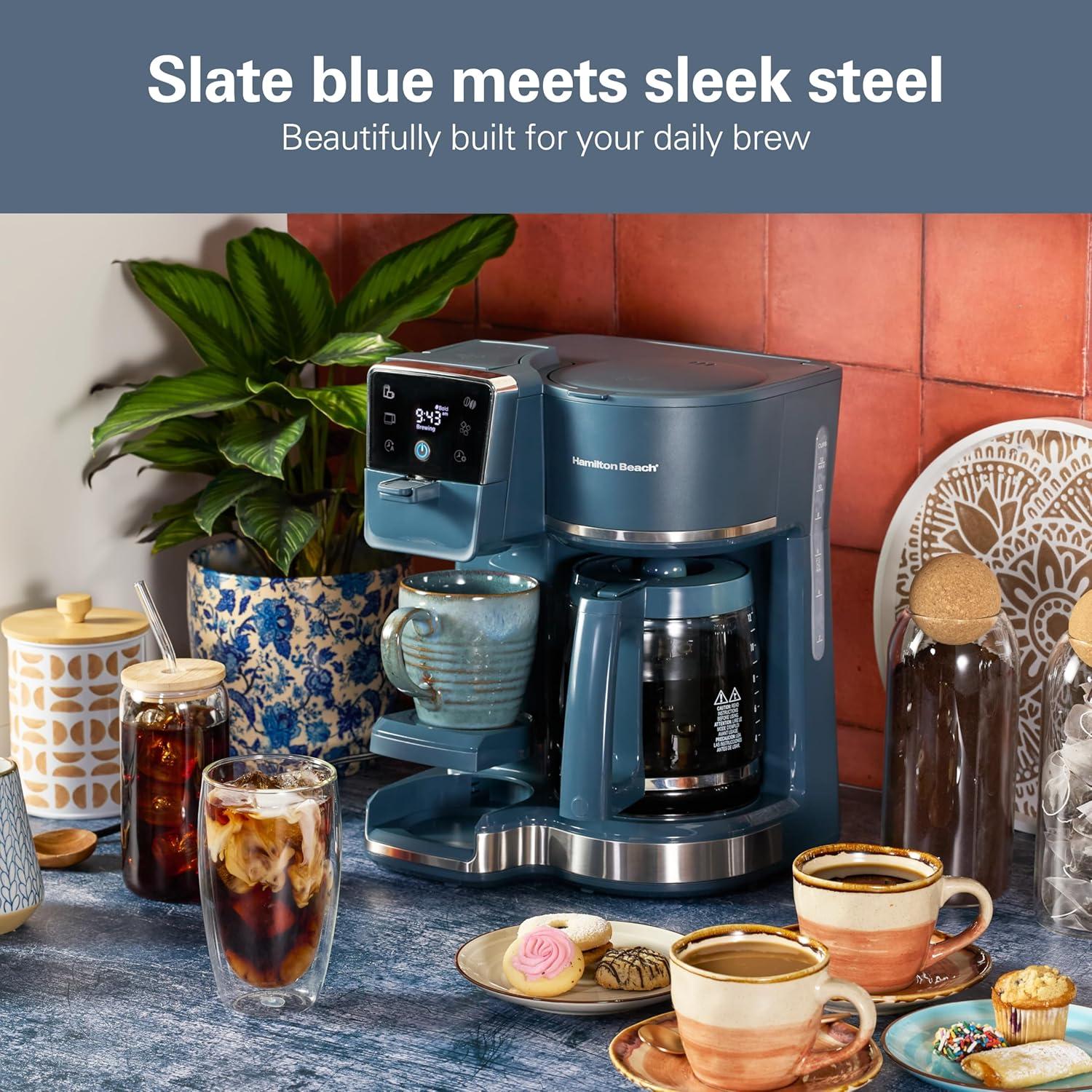 image:imageHamilton Beach 2Way 12 Cup Programmable Drip Hot and Iced Coffee Maker amp Single Serve Coffee Machine AquaFlow Showerhead Glass Carafe Auto Pause and Pour Black 47500JKitchen Makeover Blue