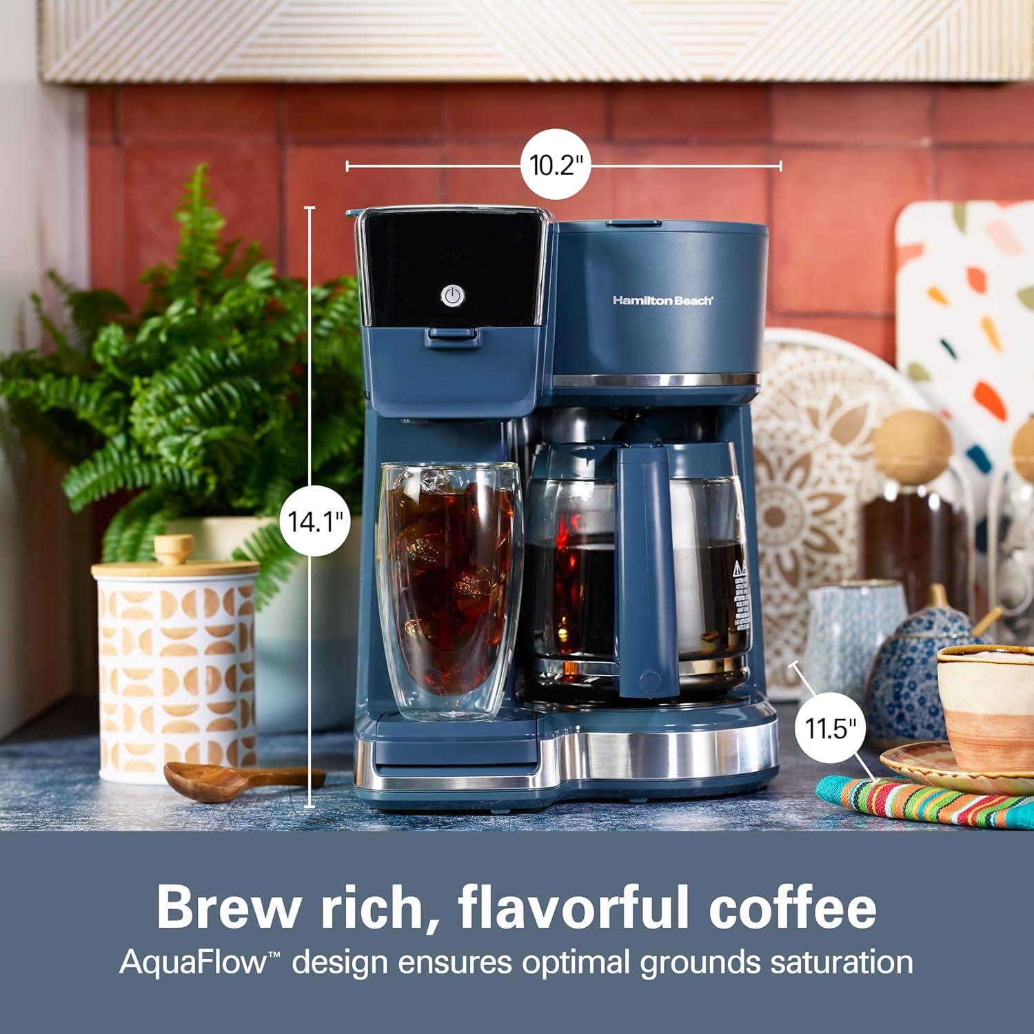 image:imageHamilton Beach 2Way 12 Cup Programmable Drip Hot and Iced Coffee Maker amp Single Serve Coffee Machine AquaFlow Showerhead Glass Carafe Auto Pause and Pour Black 47500JKitchen Makeover Blue