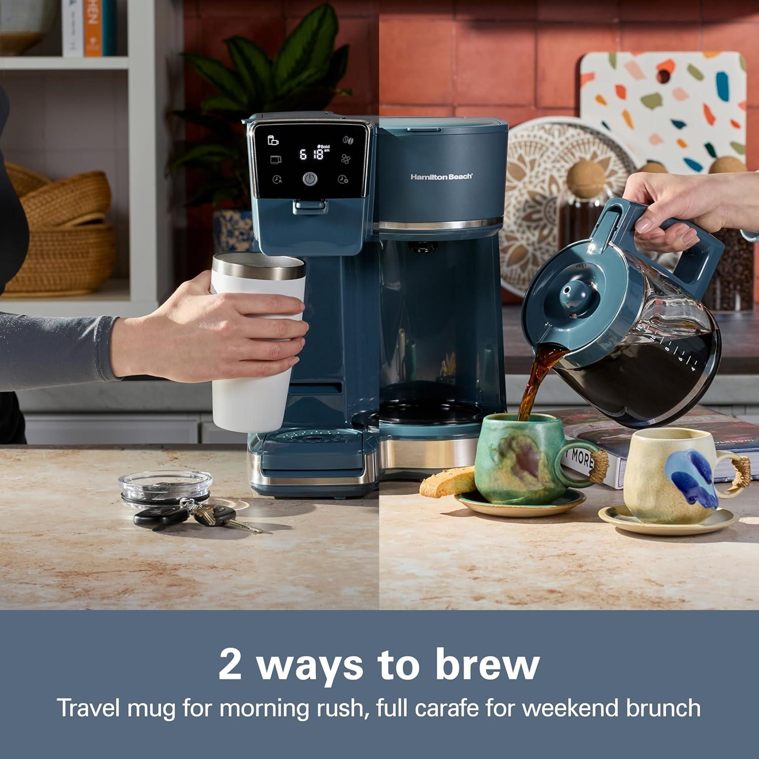 image:imageHamilton Beach 2Way 12 Cup Programmable Drip Hot and Iced Coffee Maker amp Single Serve Coffee Machine AquaFlow Showerhead Glass Carafe Auto Pause and Pour Black 47500JKitchen Makeover Blue