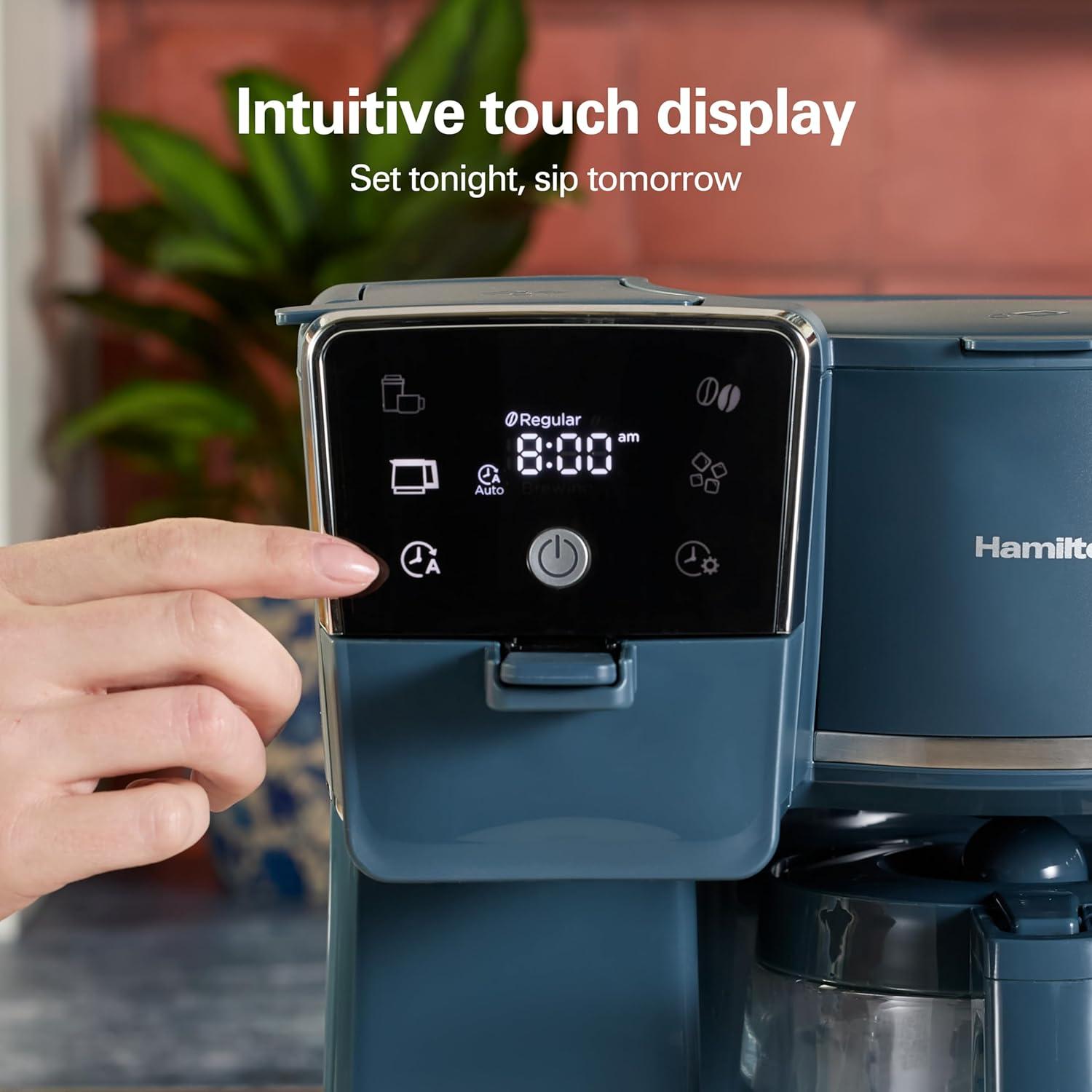 image:imageHamilton Beach 2Way 12 Cup Programmable Drip Hot and Iced Coffee Maker amp Single Serve Coffee Machine AquaFlow Showerhead Glass Carafe Auto Pause and Pour Black 47500JKitchen Makeover Blue