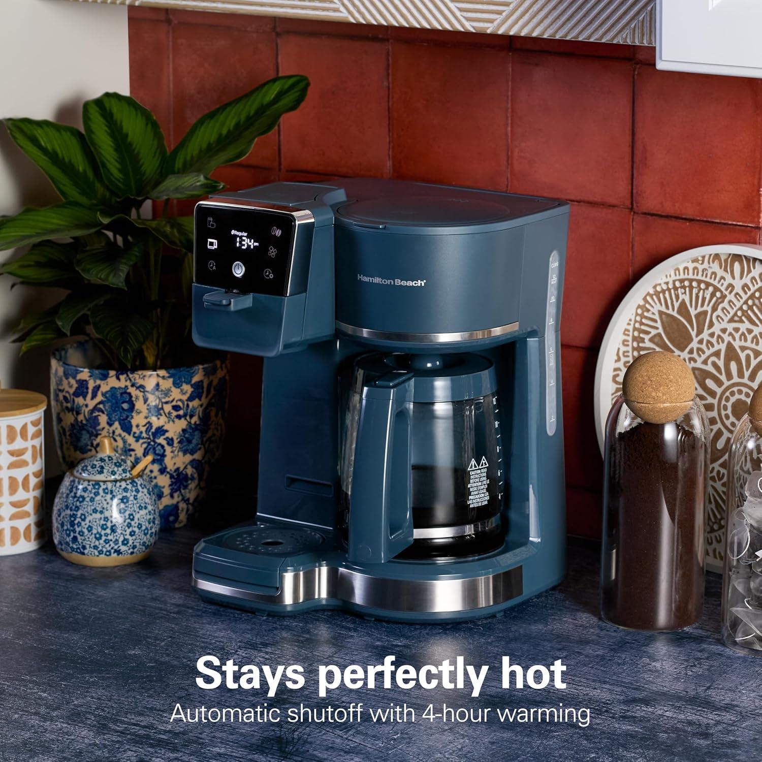 image:imageHamilton Beach 2Way 12 Cup Programmable Drip Hot and Iced Coffee Maker amp Single Serve Coffee Machine AquaFlow Showerhead Glass Carafe Auto Pause and Pour Black 47500JKitchen Makeover Blue