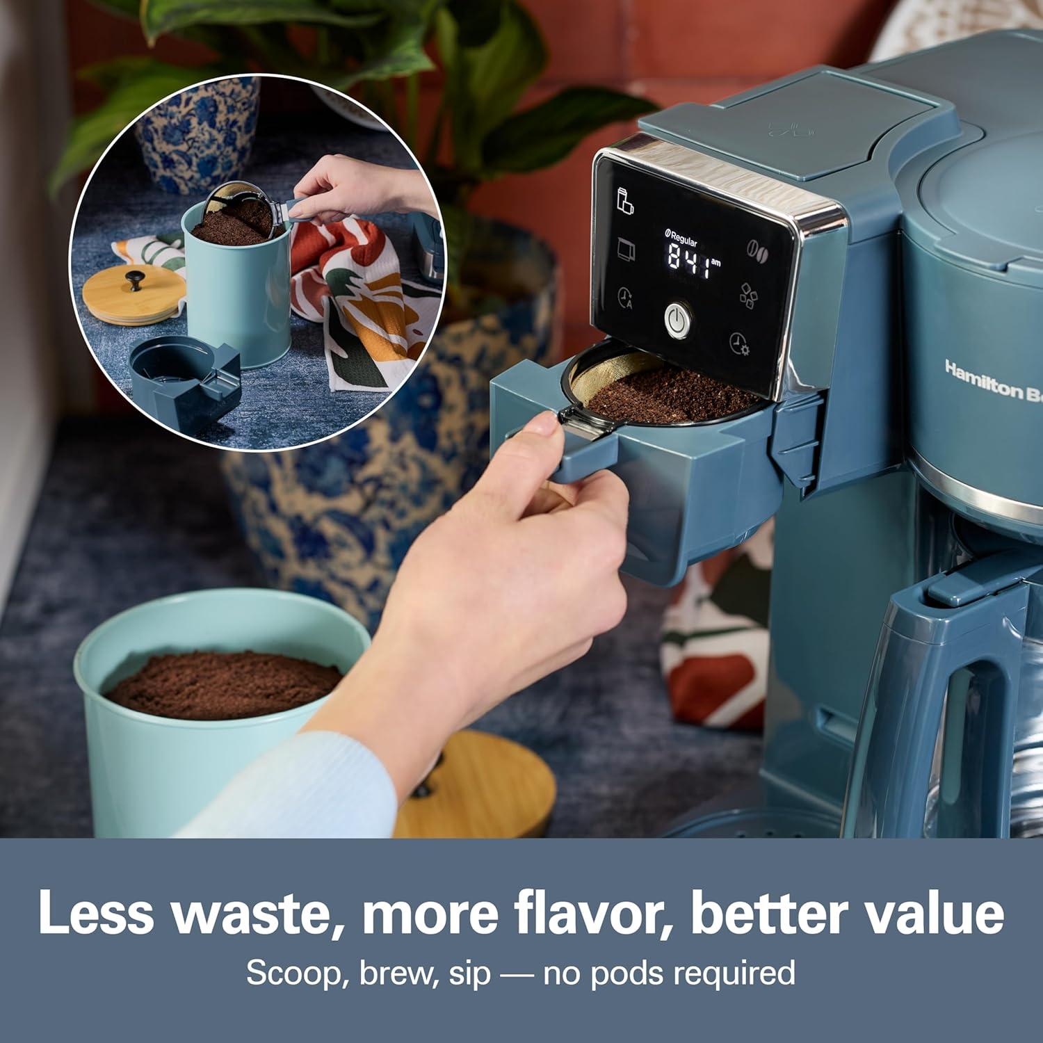 image:imageHamilton Beach 2Way 12 Cup Programmable Drip Hot and Iced Coffee Maker amp Single Serve Coffee Machine AquaFlow Showerhead Glass Carafe Auto Pause and Pour Black 47500JKitchen Makeover Blue