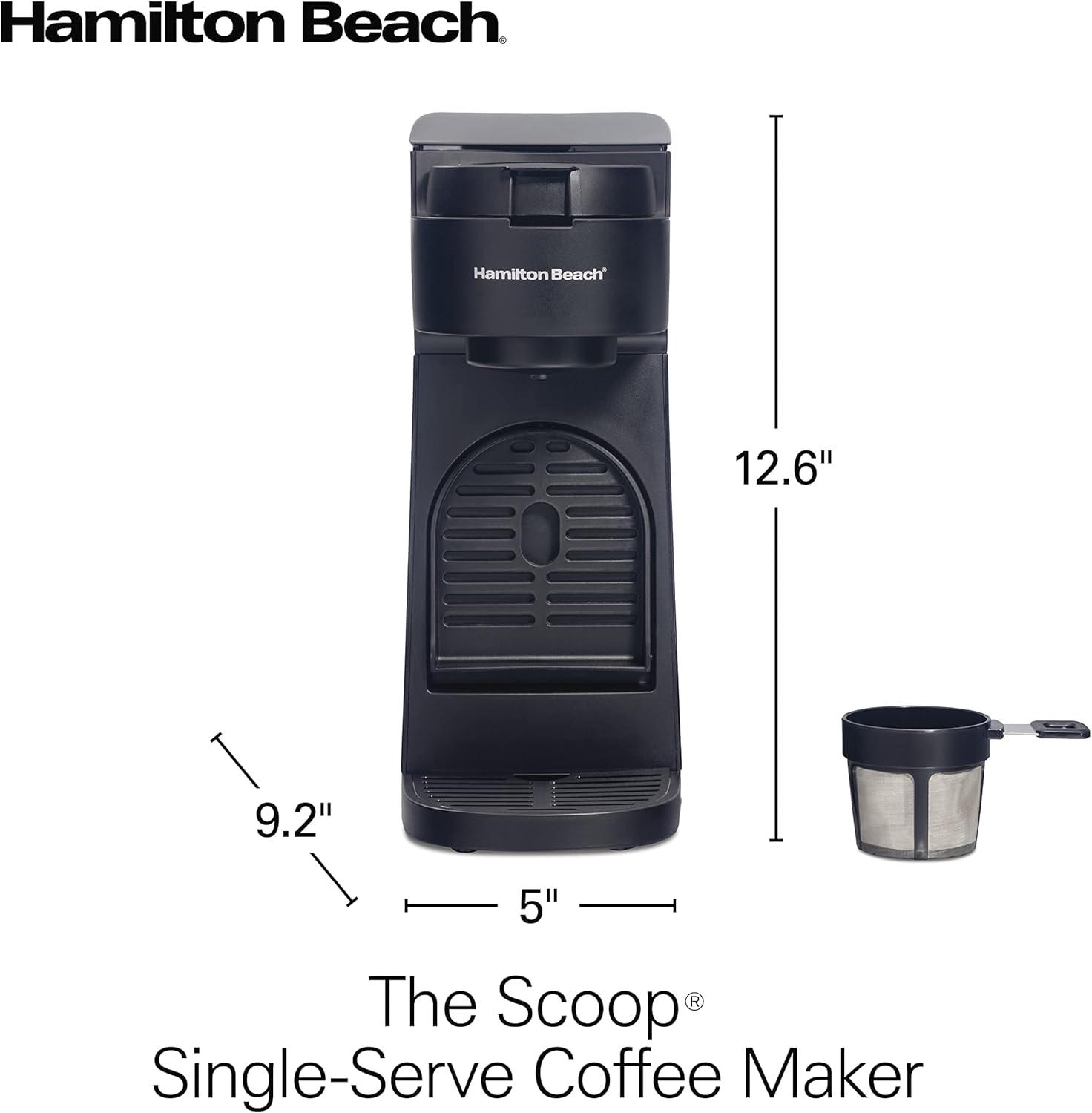 image:imageHamilton Beach 47621 The Scoop Single Serve Coffee Maker amp Fast Grounds Brewer for 814oz Cups Brews in Minutes Next Gen WhiteBlack
