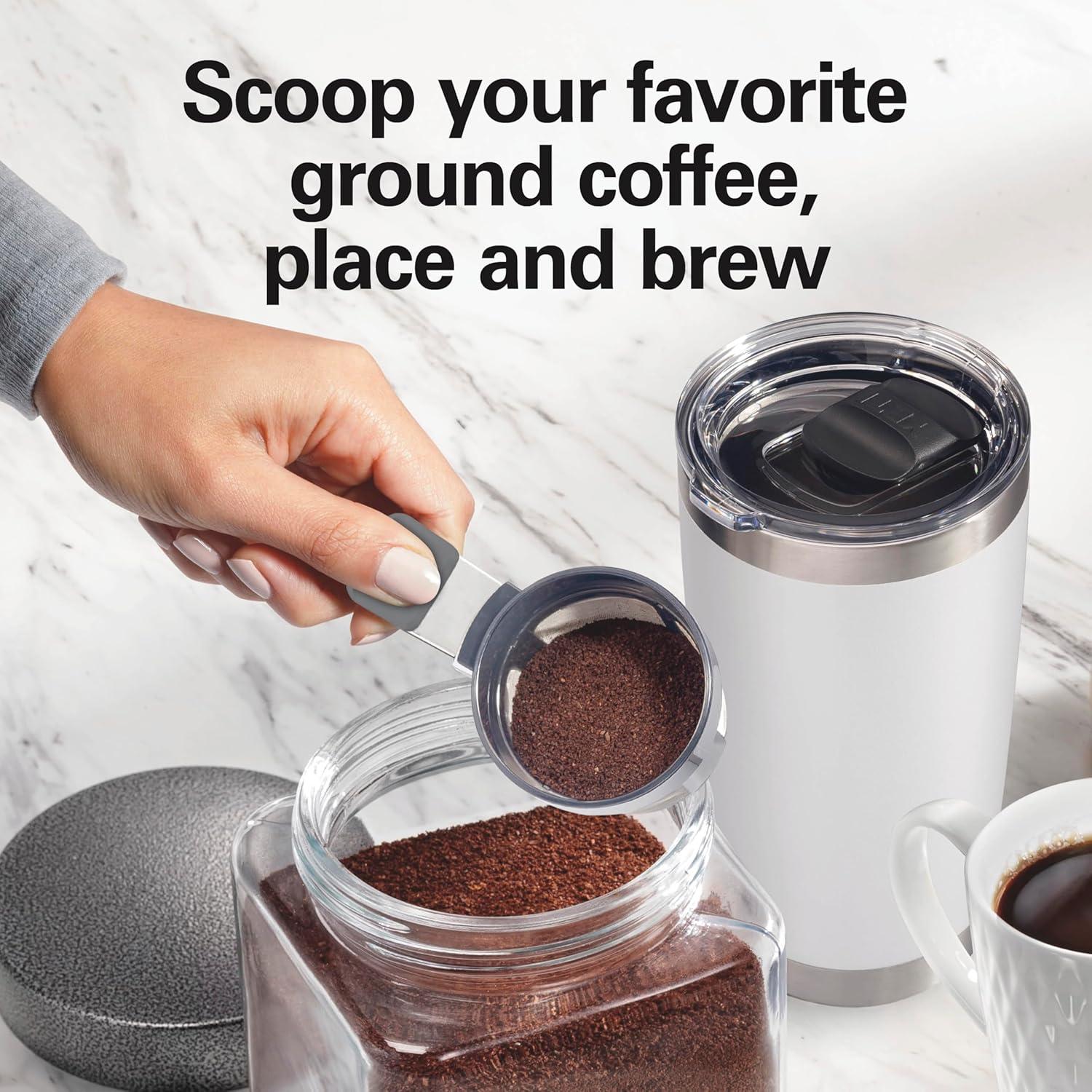 image:imageHamilton Beach 47621 The Scoop Single Serve Coffee Maker amp Fast Grounds Brewer for 814oz Cups Brews in Minutes Next Gen WhiteWhite