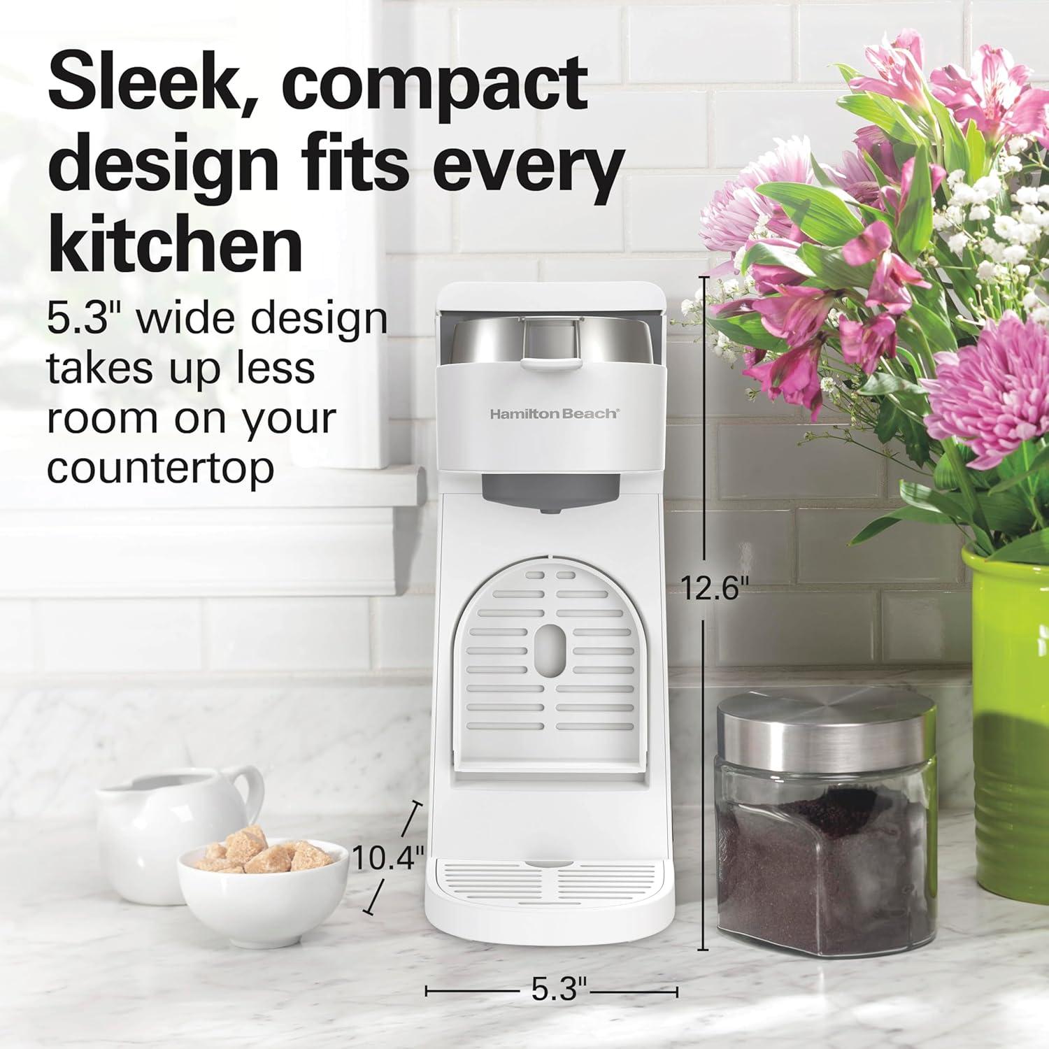 image:imageHamilton Beach 47621 The Scoop Single Serve Coffee Maker amp Fast Grounds Brewer for 814oz Cups Brews in Minutes Next Gen WhiteWhite