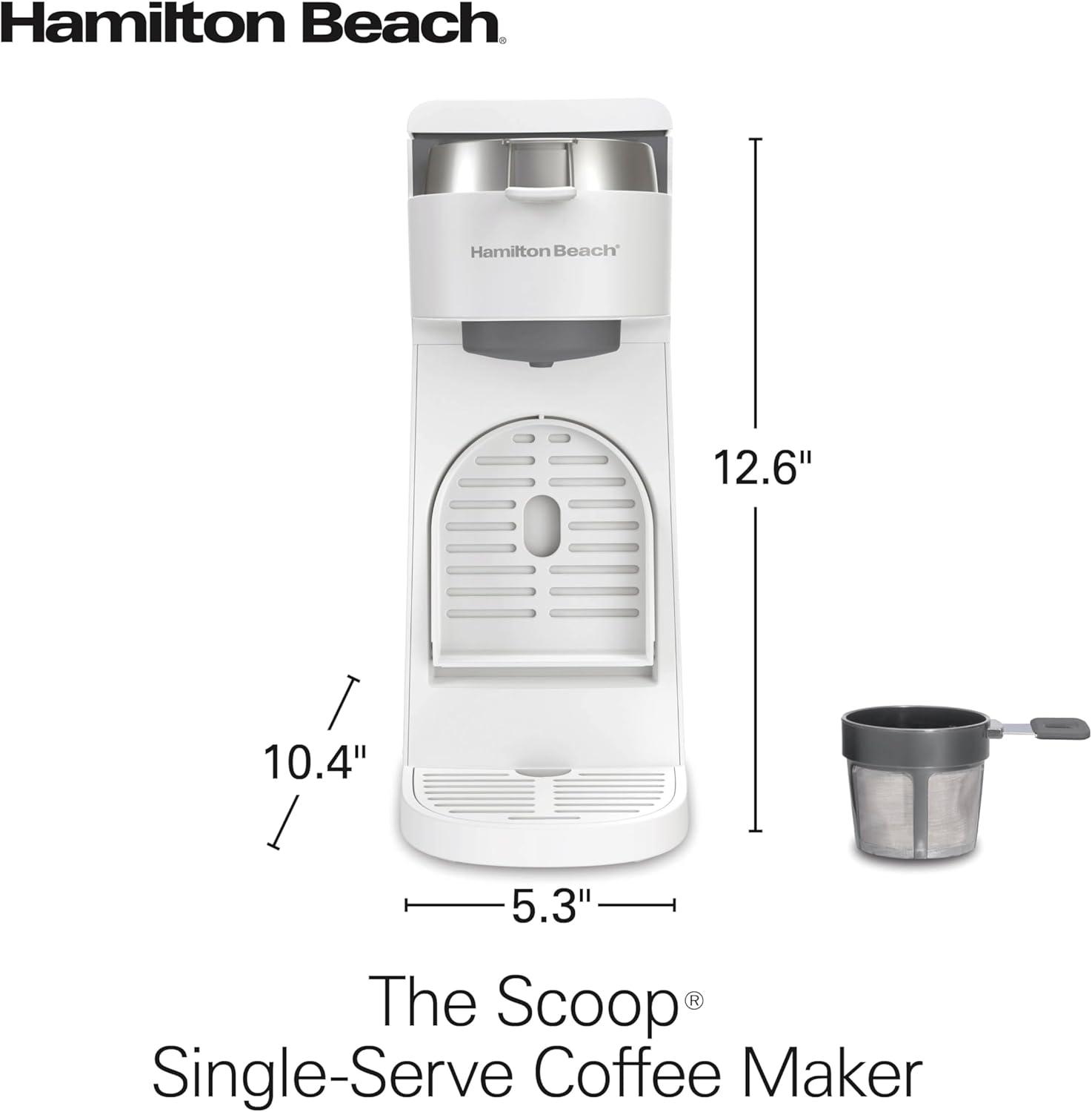 image:imageHamilton Beach 47621 The Scoop Single Serve Coffee Maker amp Fast Grounds Brewer for 814oz Cups Brews in Minutes Next Gen WhiteWhite