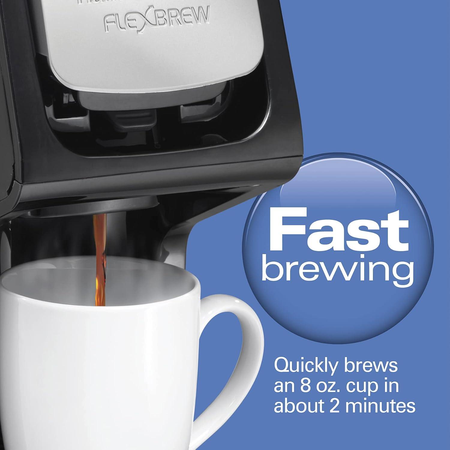 image:imageHamilton Beach 49918 FlexBrew SingleServe Coffee Maker Compatible with Pod Packs and Grounds 14 oz Black Stainless Fast BrewBlack Fast Brewing