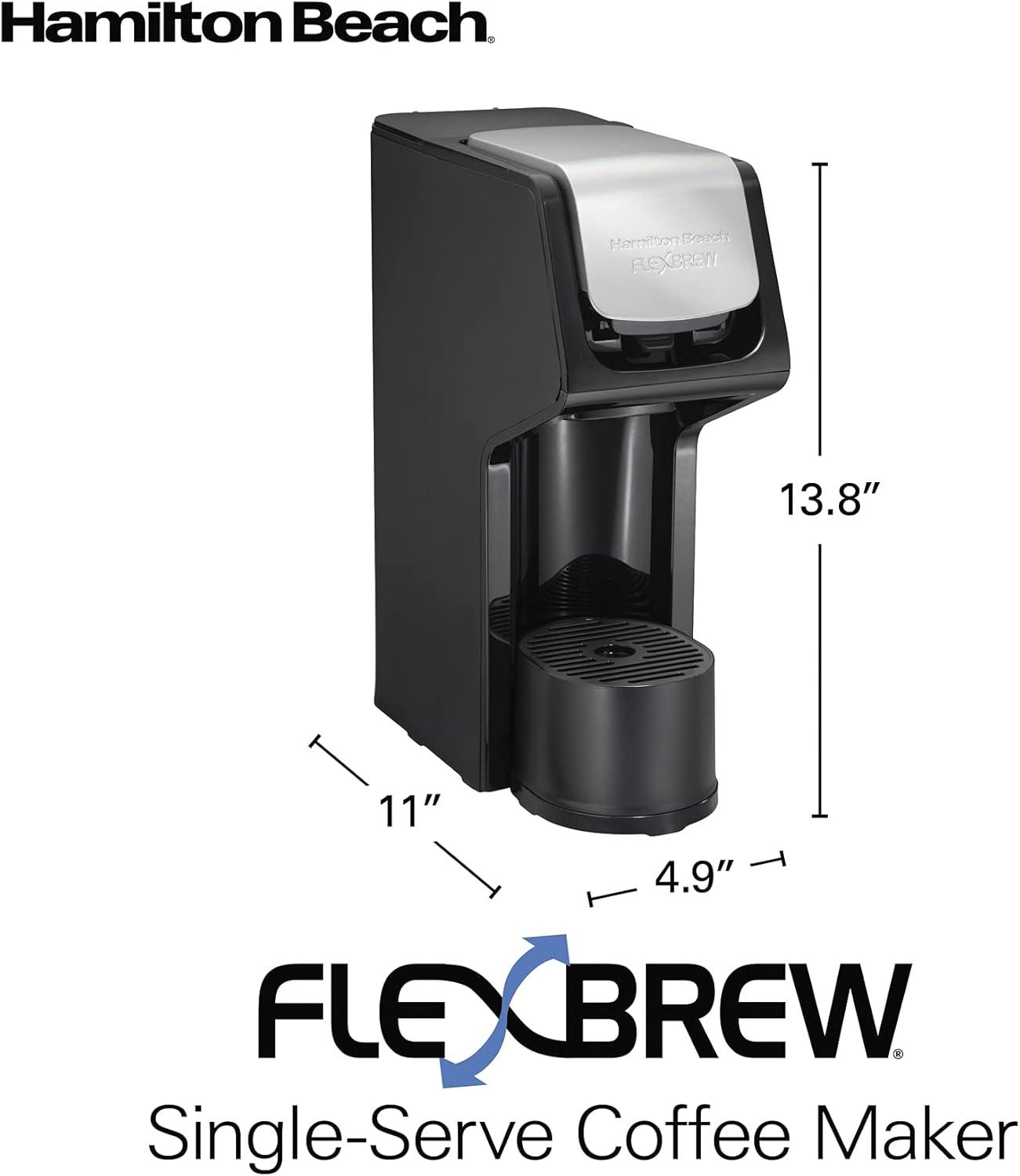 image:imageHamilton Beach 49918 FlexBrew SingleServe Coffee Maker Compatible with Pod Packs and Grounds 14 oz Black Stainless Fast BrewBlack Fast Brewing