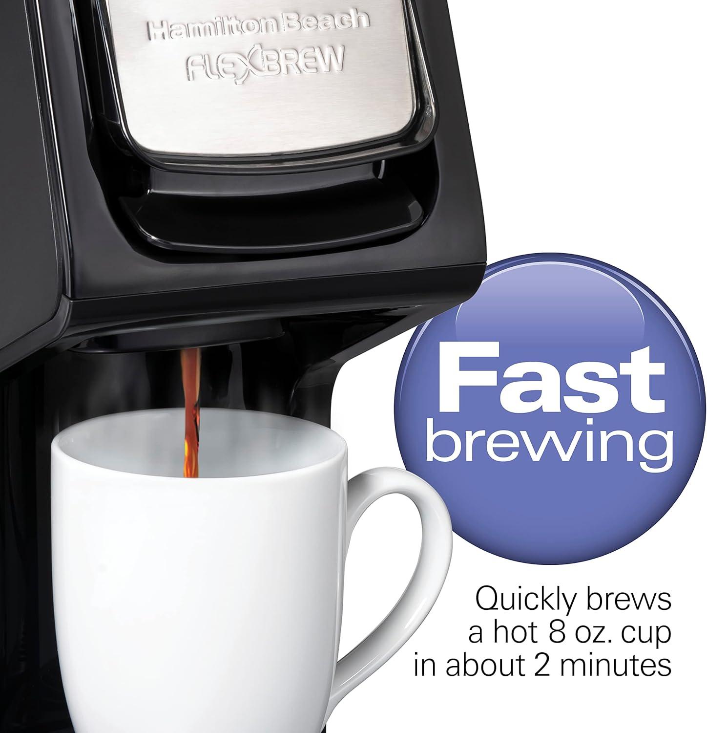 image:imageHamilton Beach 49918 FlexBrew SingleServe Coffee Maker Compatible with Pod Packs and Grounds 14 oz Black Stainless Fast BrewBlack Stainless Fast Brew