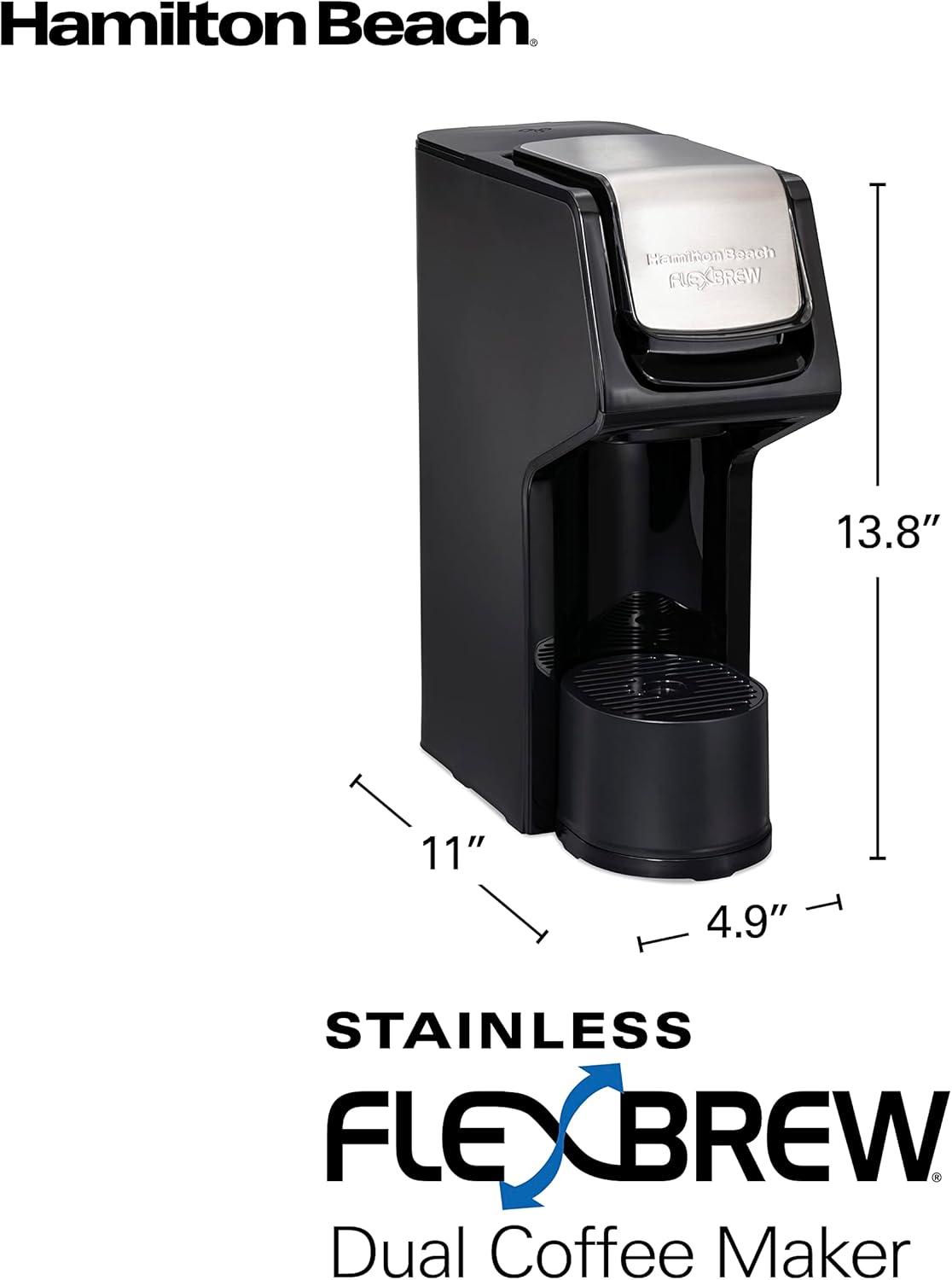 image:imageHamilton Beach 49918 FlexBrew SingleServe Coffee Maker Compatible with Pod Packs and Grounds 14 oz Black Stainless Fast BrewBlack Stainless Fast Brew