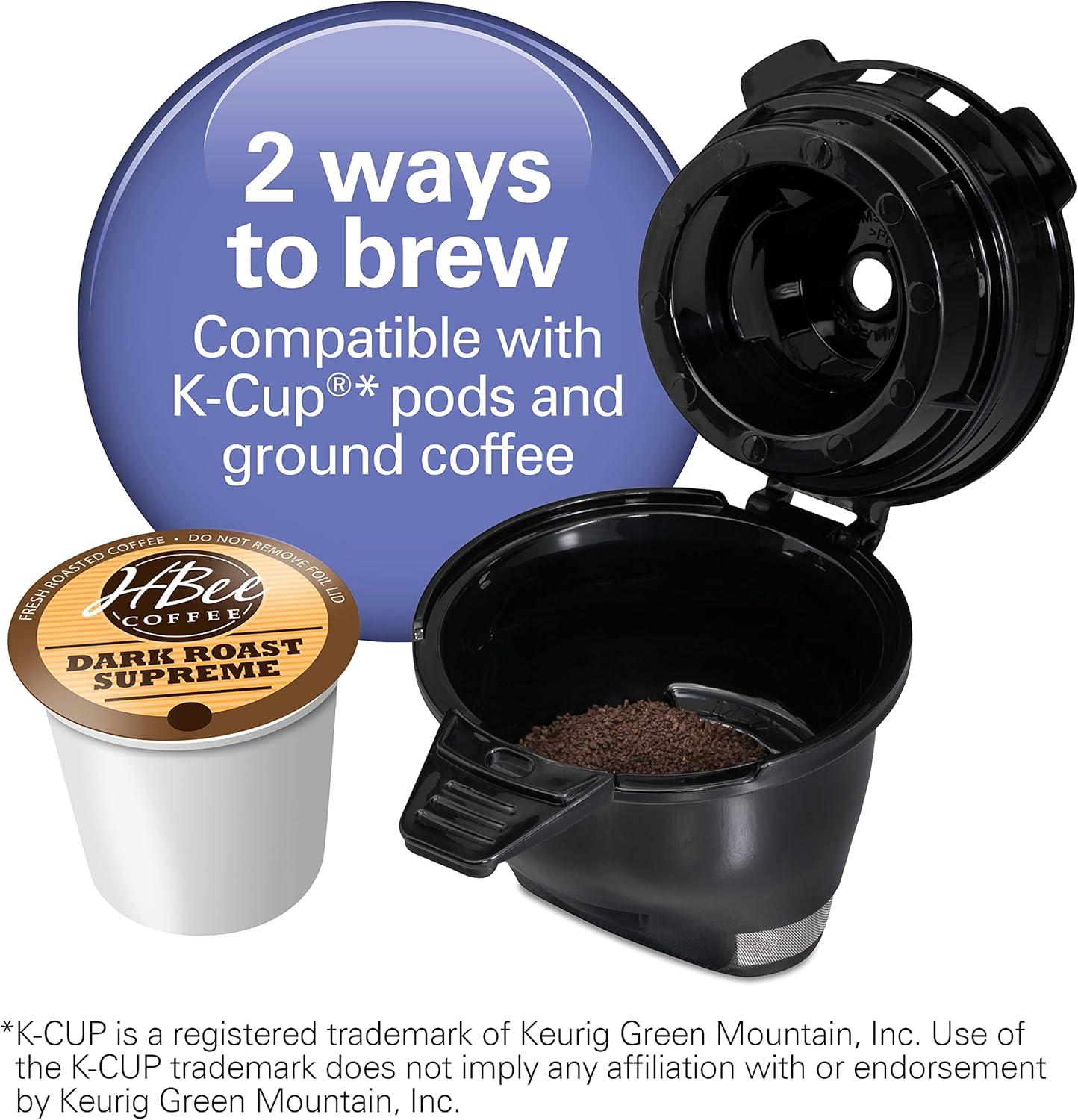 image:imageHamilton Beach 49918 FlexBrew SingleServe Coffee Maker Compatible with Pod Packs and Grounds 14 oz Black Stainless Fast BrewBlack Stainless Fast Brew