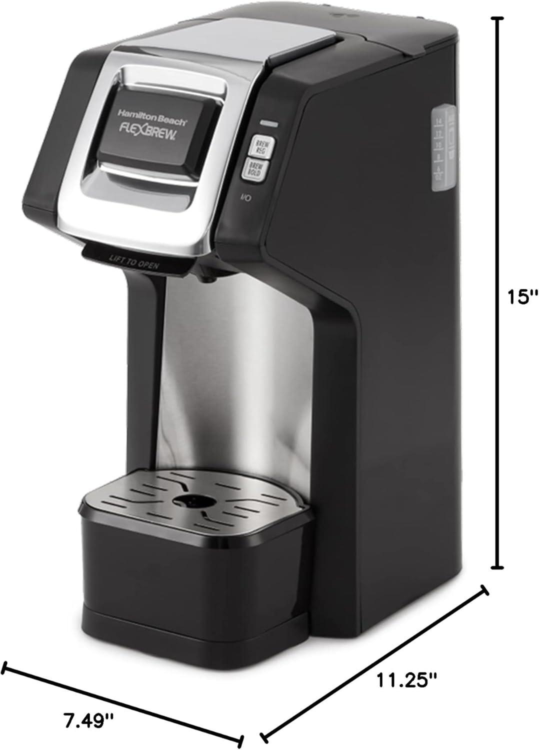 image:imageHamilton Beach 49945 FlexBrew SingleServe Coffee Maker Compatible with Pod Packs and Grounds 1 Cup RedBlack Silver