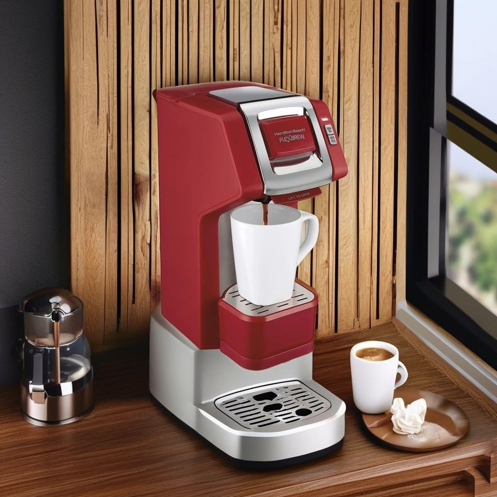 image:imageHamilton Beach 49945 FlexBrew SingleServe Coffee Maker Compatible with Pod Packs and Grounds 1 Cup RedRed