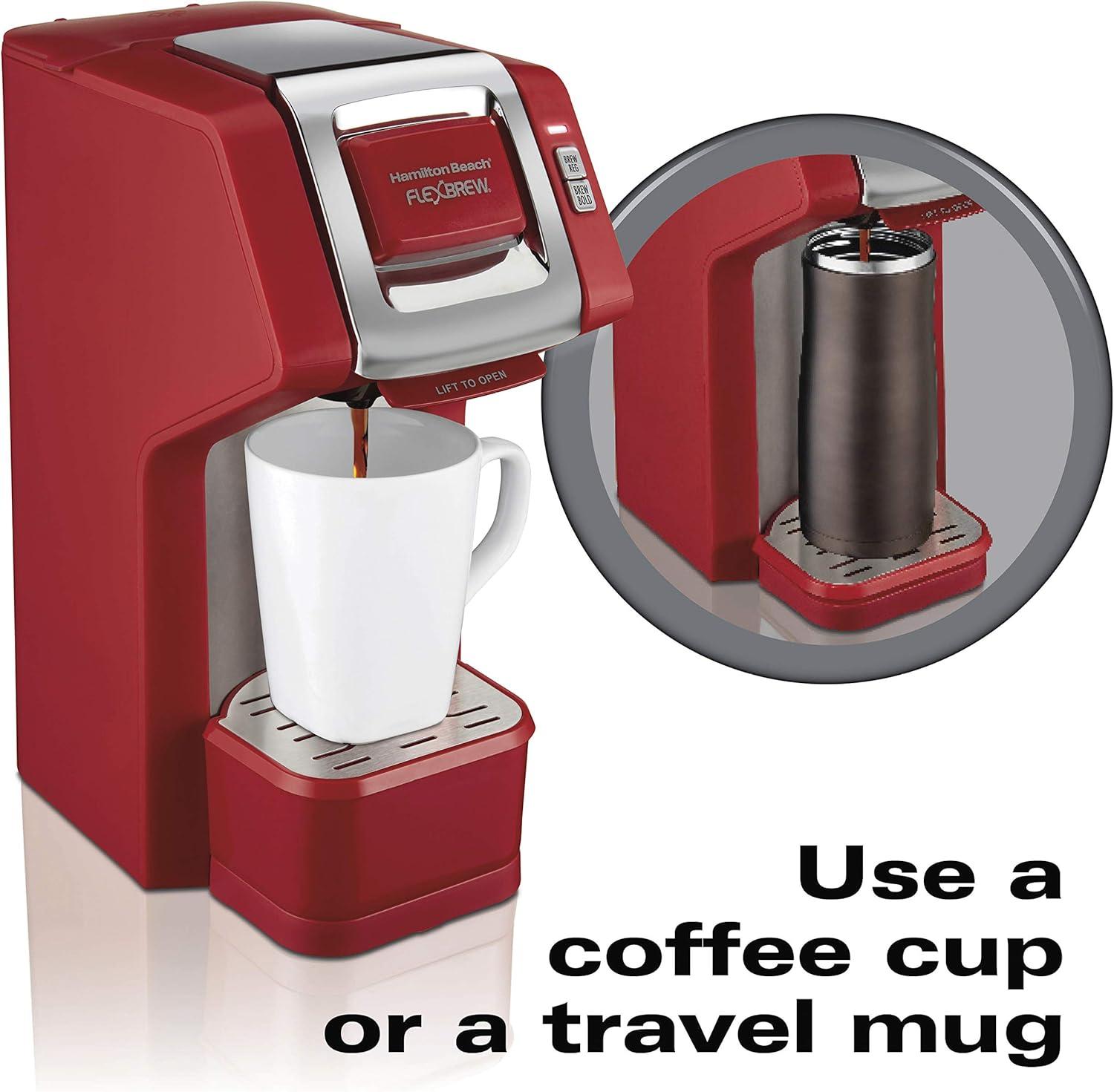 image:imageHamilton Beach 49945 FlexBrew SingleServe Coffee Maker Compatible with Pod Packs and Grounds 1 Cup RedRed