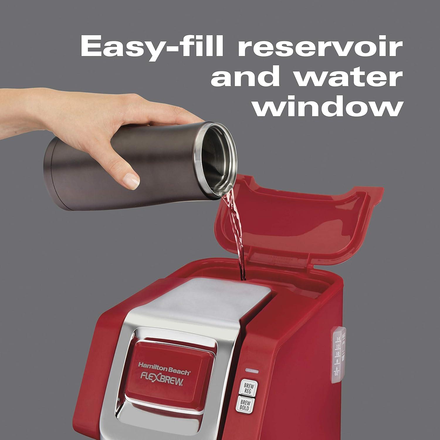 image:imageHamilton Beach 49945 FlexBrew SingleServe Coffee Maker Compatible with Pod Packs and Grounds 1 Cup RedRed