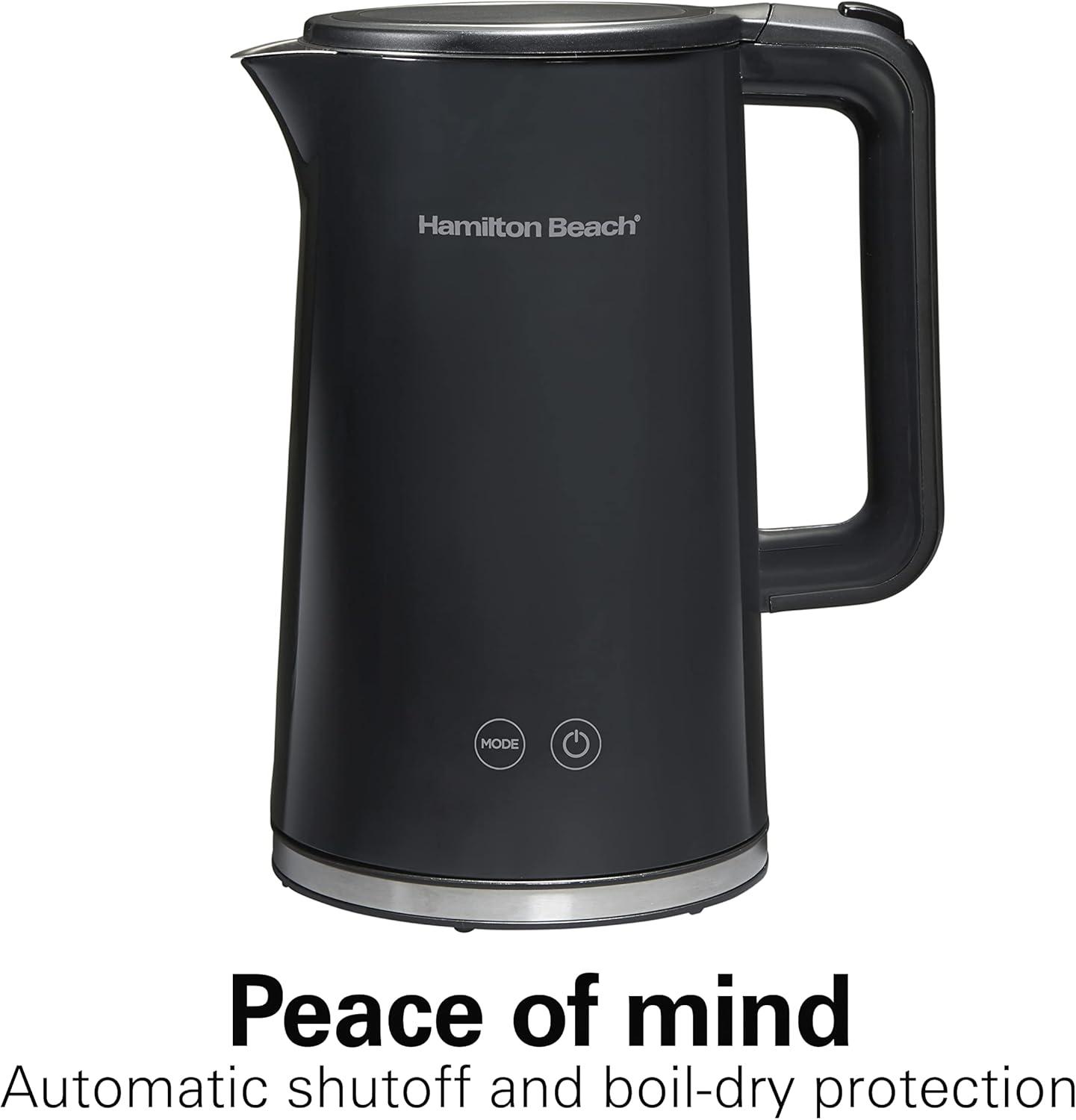 image:imageHamilton Beach Digital Temperature Control Electric Tea Kettle Hot Water Boiler amp Heater 17L 5 Preset Modes Keep Warm Fast Boil 1500 Watts BPA Free CoolTouch Exterior Black 4103318 Quarts