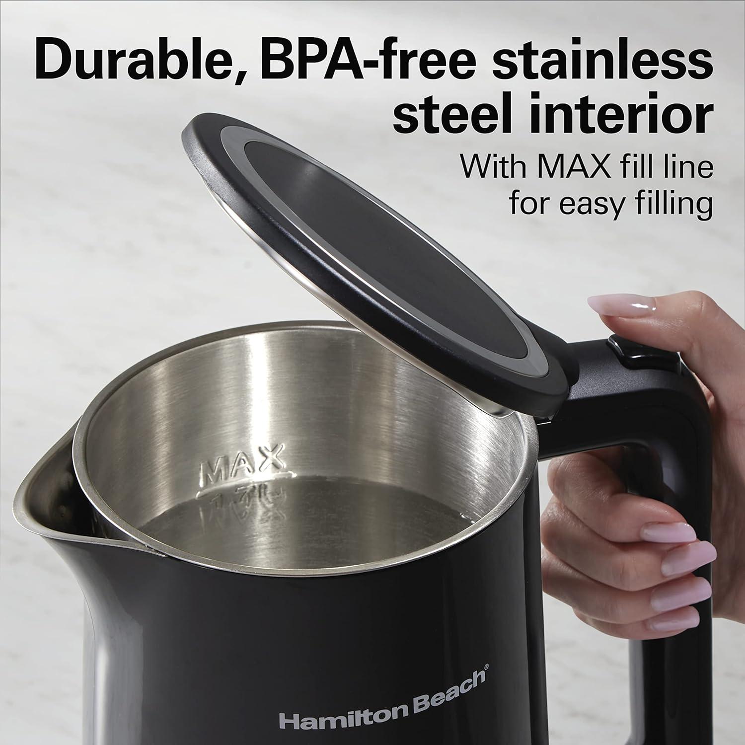 image:imageHamilton Beach Digital Temperature Control Electric Tea Kettle Hot Water Boiler amp Heater 17L 5 Preset Modes Keep Warm Fast Boil 1500 Watts BPA Free CoolTouch Exterior Black 4103318 Quarts