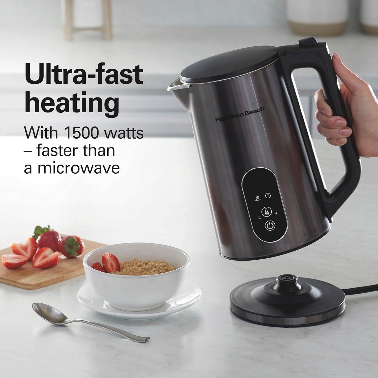 image:imageHamilton Beach Digital Temperature Control Electric Tea Kettle Hot Water Boiler amp Heater 17L 5 Preset Modes Keep Warm Fast Boil 1500 Watts BPA Free Double Wall Construction Black 40851