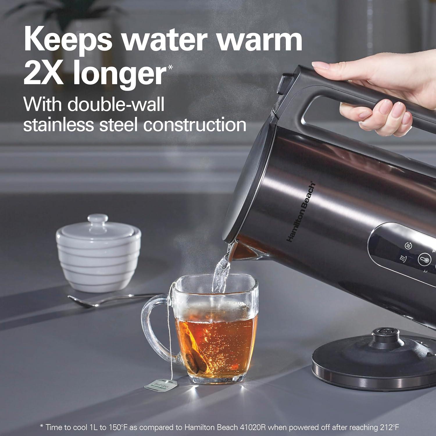 image:imageHamilton Beach Digital Temperature Control Electric Tea Kettle Hot Water Boiler amp Heater 17L 5 Preset Modes Keep Warm Fast Boil 1500 Watts BPA Free Double Wall Construction Black 40851