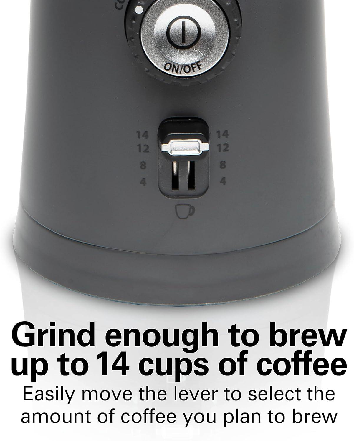 image:imageHamilton Beach Electric Coffee Grinder for Beans Spices and More with Multiple Grind Settings for up to 14 Cups Removable Stainless Steel Chamber Grey 80396C 10 oz