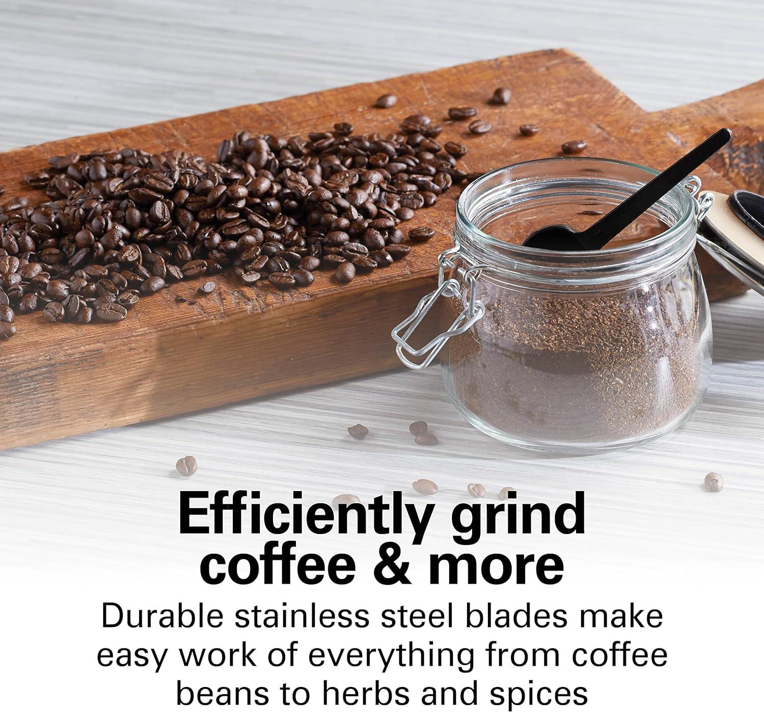 image:imageHamilton Beach Electric Coffee Grinder for Beans Spices and More with Multiple Grind Settings for up to 14 Cups Removable Stainless Steel Chamber Grey 80396C 10 oz