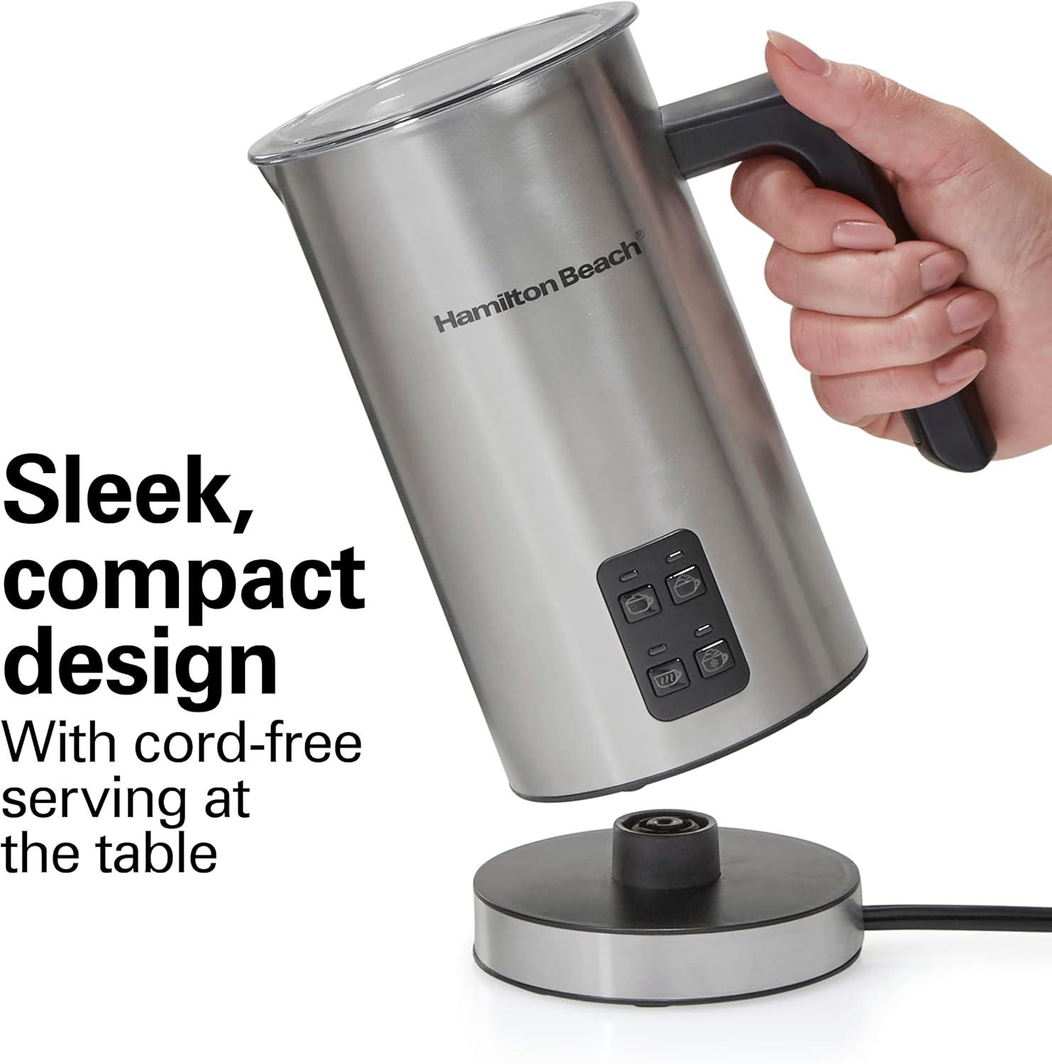 image:imageHamilton Beach Electric Milk Frother amp Warmer Automatic Warm or Cold Foam 510 oz Create CafQuality Coffee Latte Cappuccino Frappe Hot Chocolate 4 Settings Stainless Steel 43565C