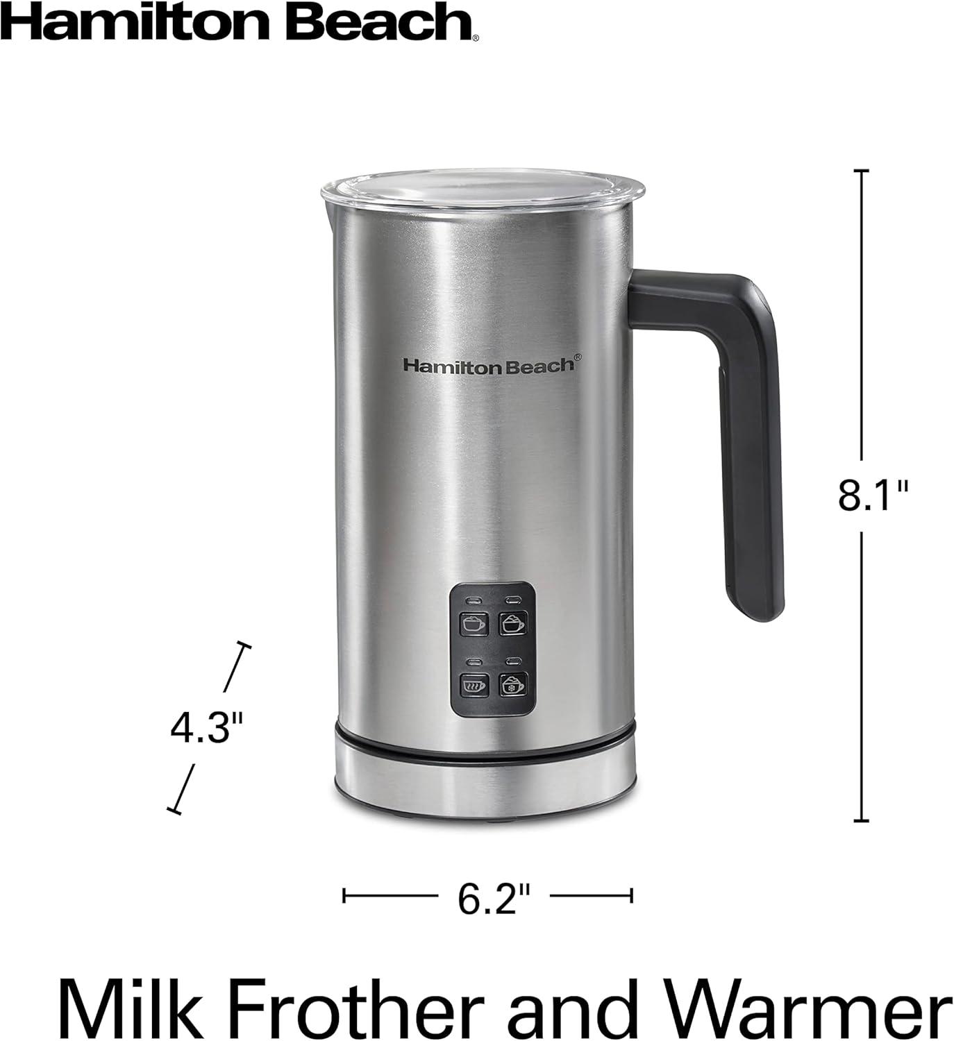 image:imageHamilton Beach Electric Milk Frother amp Warmer Automatic Warm or Cold Foam 510 oz Create CafQuality Coffee Latte Cappuccino Frappe Hot Chocolate 4 Settings Stainless Steel 43565C