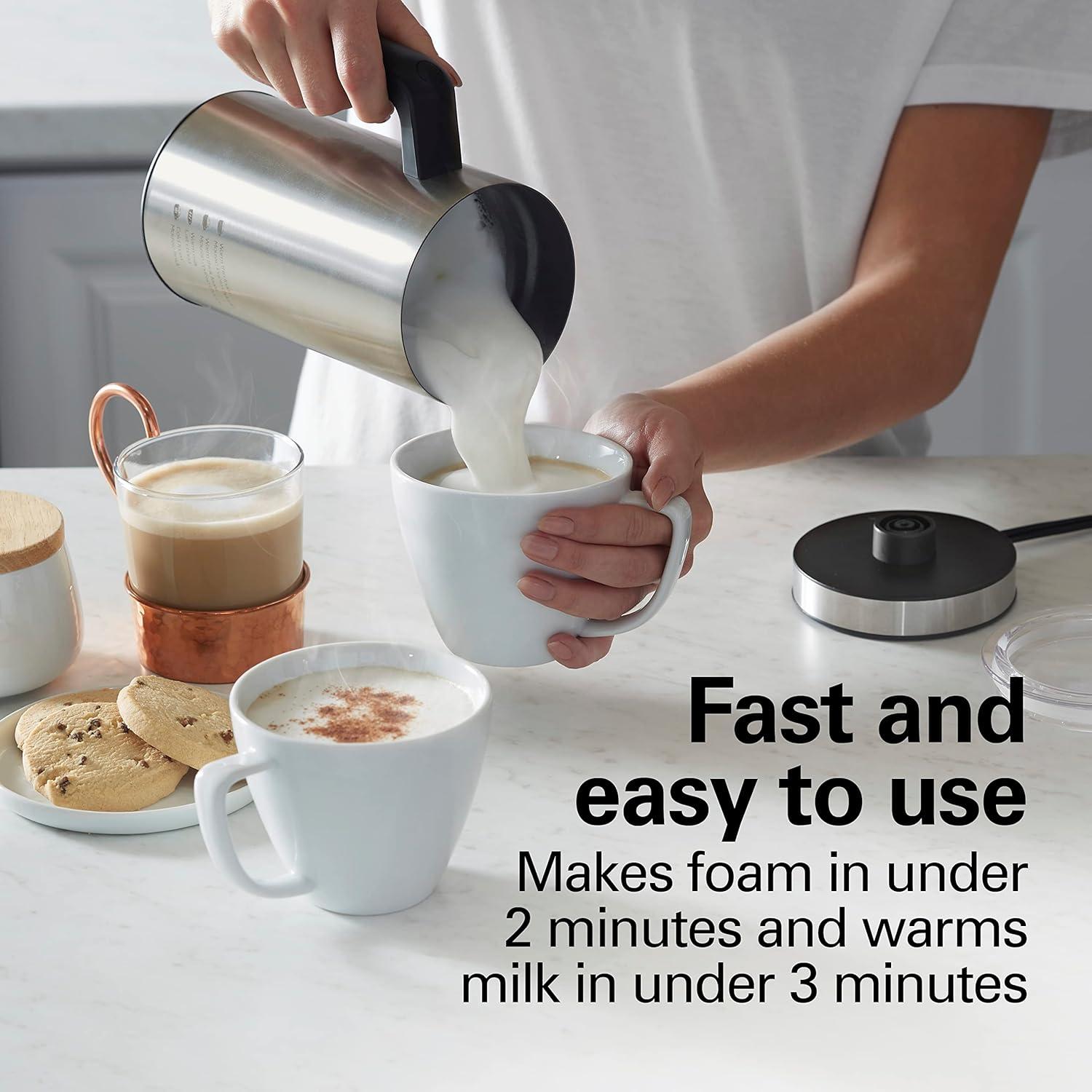 image:imageHamilton Beach Electric Milk Frother amp Warmer Automatic Warm or Cold Foam 510 oz Create CafQuality Coffee Latte Cappuccino Frappe Hot Chocolate 4 Settings Stainless Steel 43565C