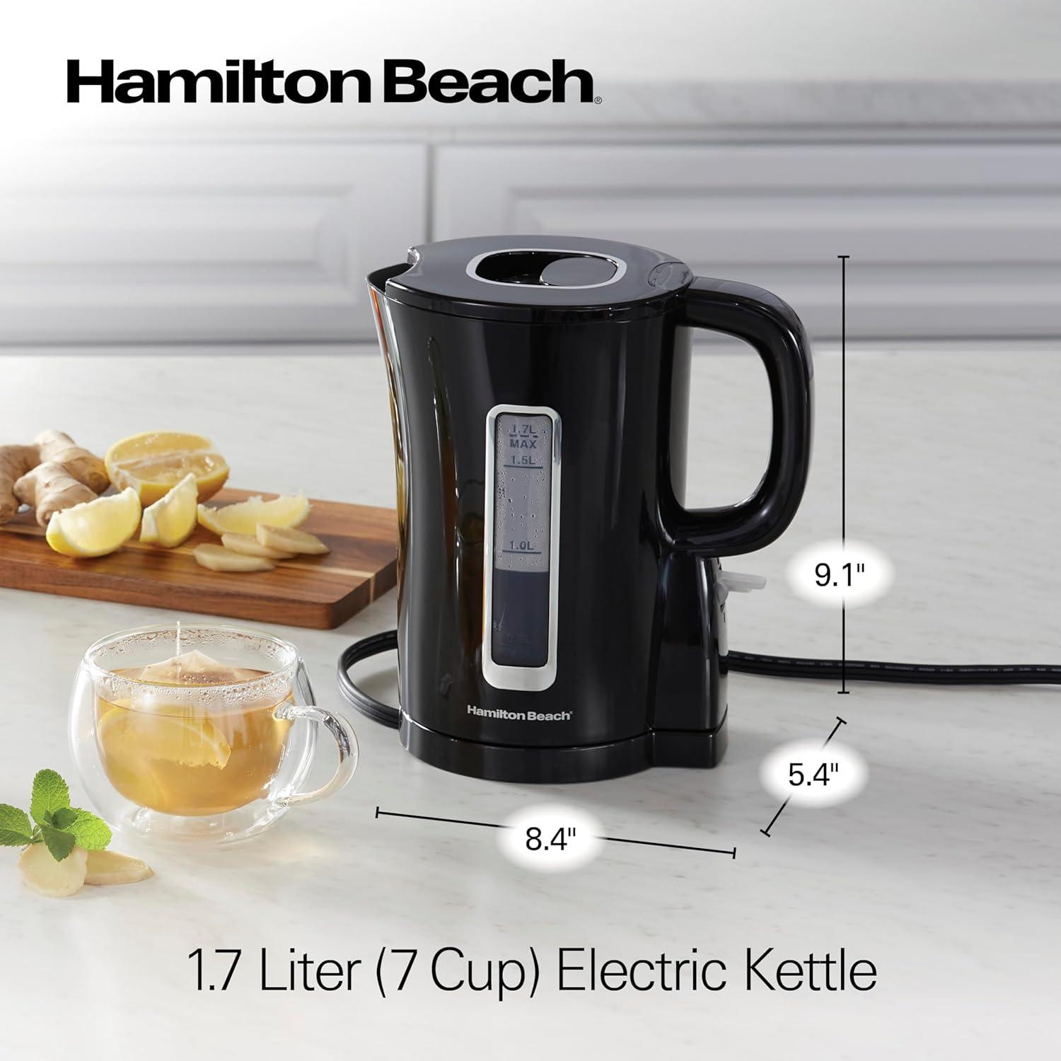 image:imageHamilton Beach Electric Tea Kettle Water Boiler amp Heater Cordless Serving AutoShutoff amp BoilDry Protection 1500 Watts for Fast Boiling 17 Liter Black 41038G18 Quarts