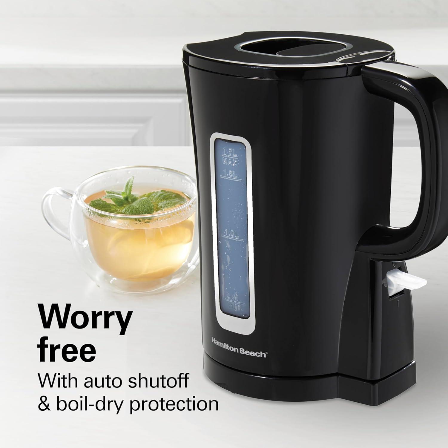 image:imageHamilton Beach Electric Tea Kettle Water Boiler amp Heater Cordless Serving AutoShutoff amp BoilDry Protection 1500 Watts for Fast Boiling 17 Liter Black 41038G18 Quarts