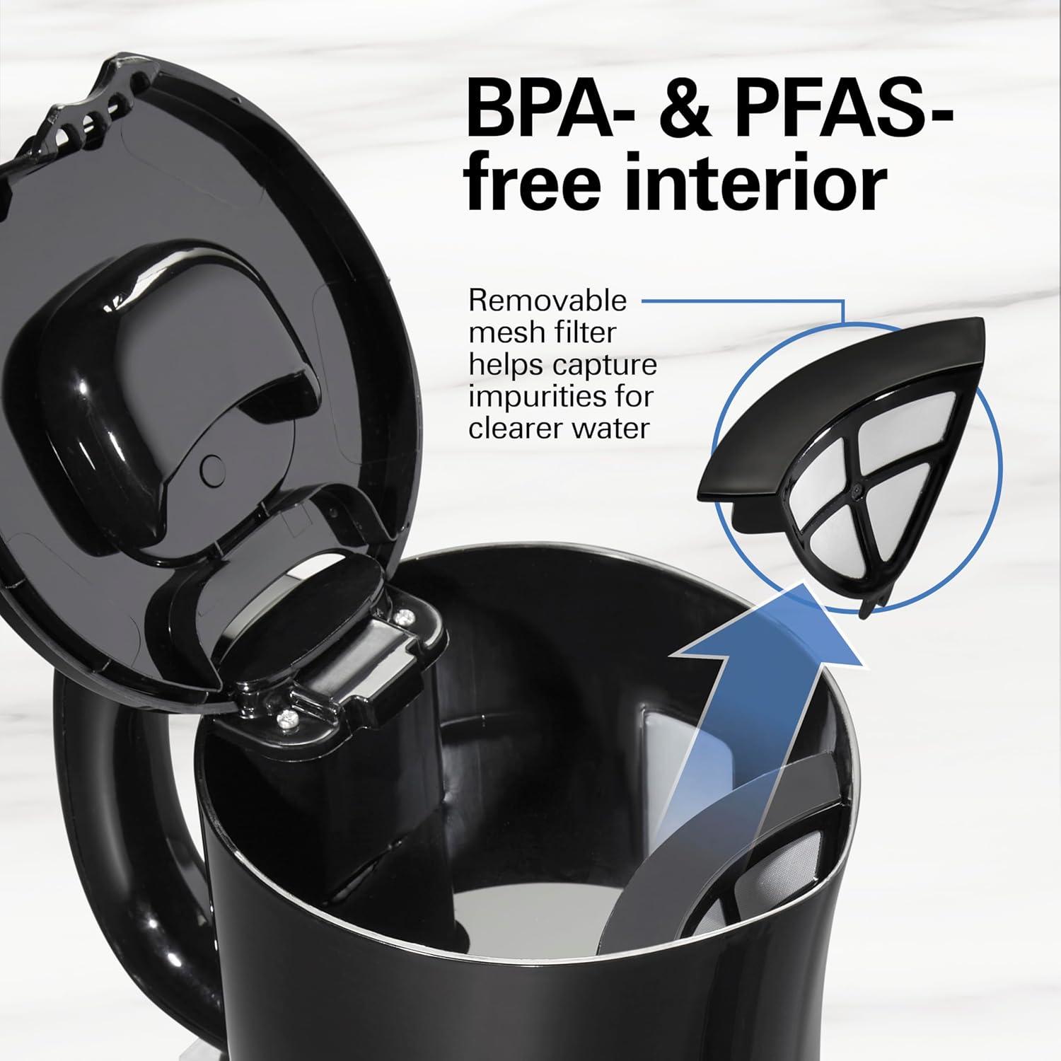 image:imageHamilton Beach Electric Tea Kettle Water Boiler amp Heater Cordless Serving AutoShutoff amp BoilDry Protection 1500 Watts for Fast Boiling 17 Liter Black 41038G18 Quarts