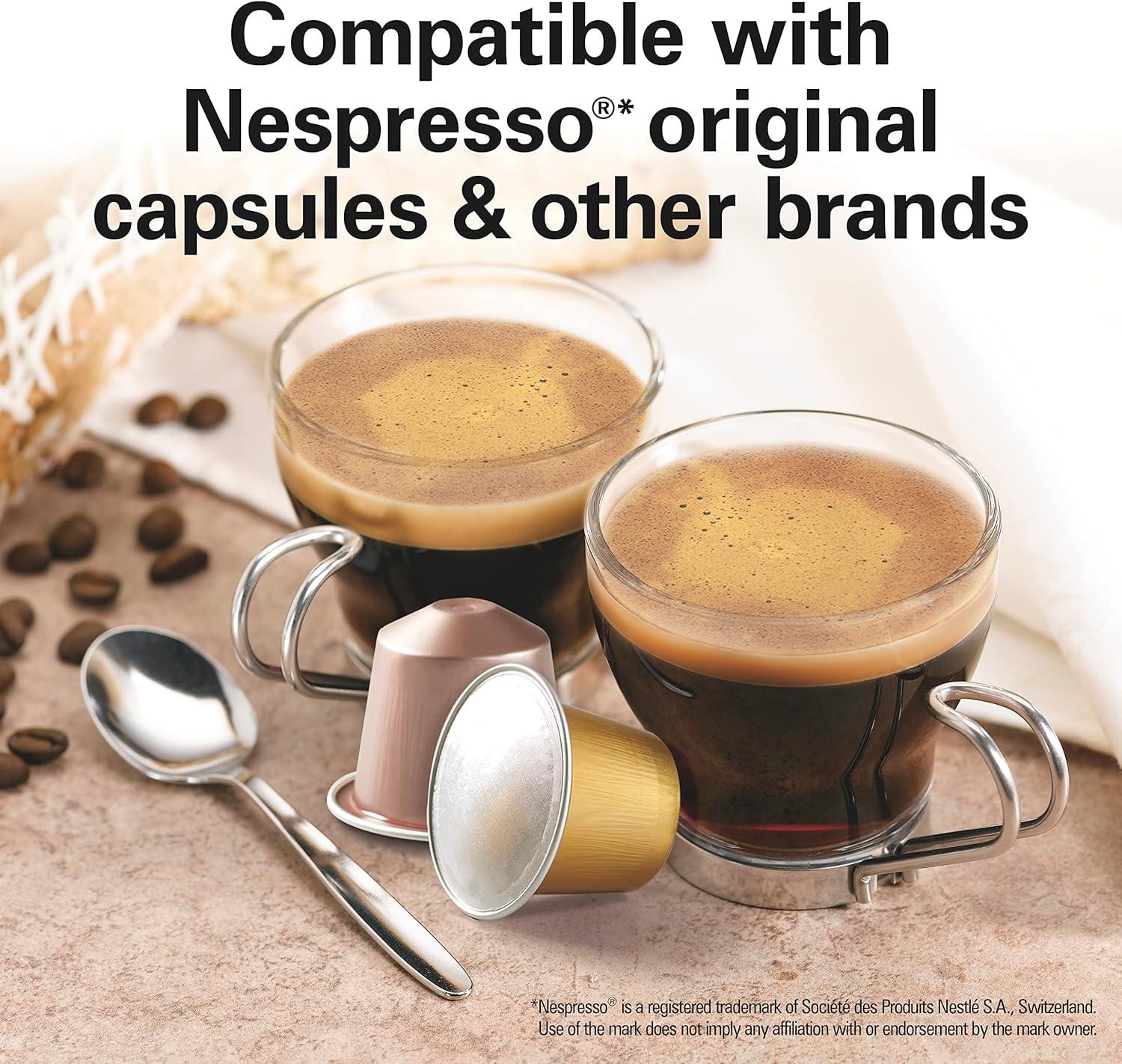 image:imageHamilton Beach Espresso Machine Compatible with Nespresso Pods Single Serve Coffee Maker Powerful Italian 19 Bar Pump 22 oz Water Reservoir Custom Cup Size Holds 13 Capsules Black 40726Black