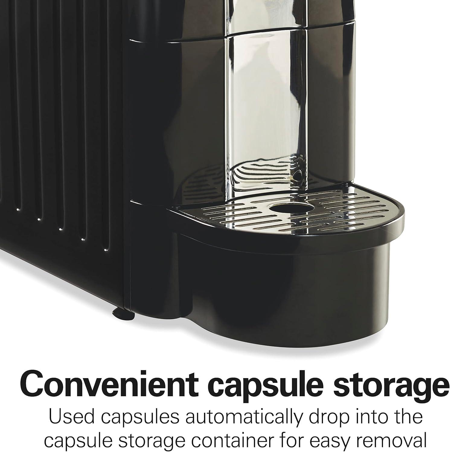 image:imageHamilton Beach Espresso Machine Compatible with Nespresso Pods Single Serve Coffee Maker Powerful Italian 19 Bar Pump 22 oz Water Reservoir Custom Cup Size Holds 13 Capsules Black 40726Black