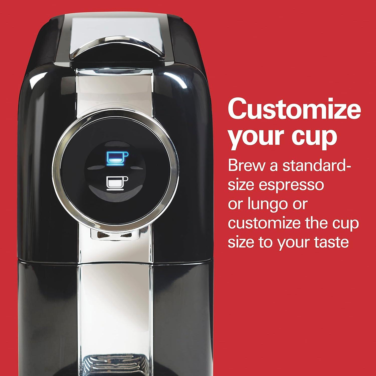 image:imageHamilton Beach Espresso Machine Compatible with Nespresso Pods Single Serve Coffee Maker Powerful Italian 19 Bar Pump 22 oz Water Reservoir Custom Cup Size Holds 13 Capsules Black 40726Black