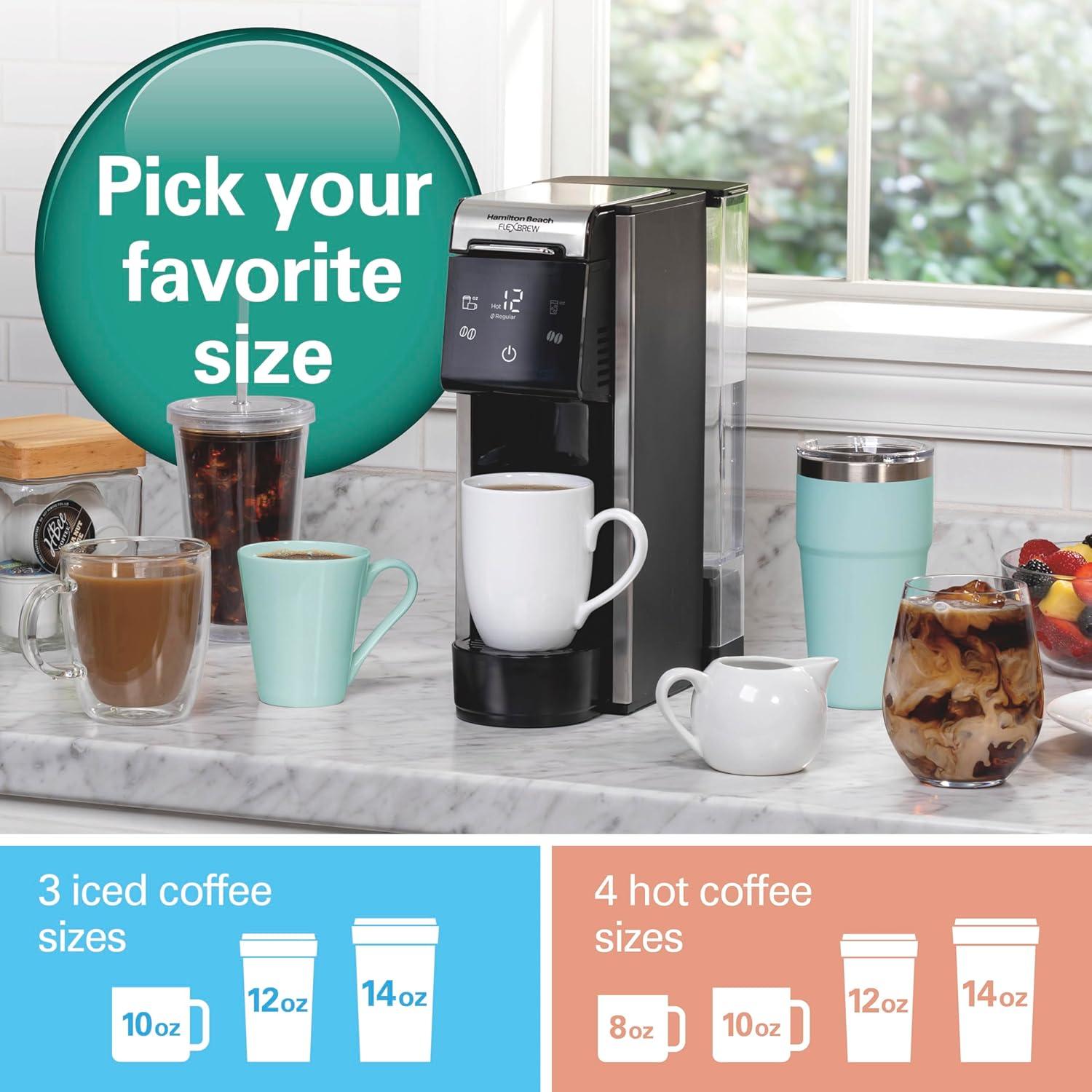 image:imageHamilton Beach FlexBrew Advanced 4in1 Single Serve Hot amp Iced Coffee Maker with Removable 45 oz Water Reservoir Use Pod Packs and Grounds Fast Brewing Black 49925Black