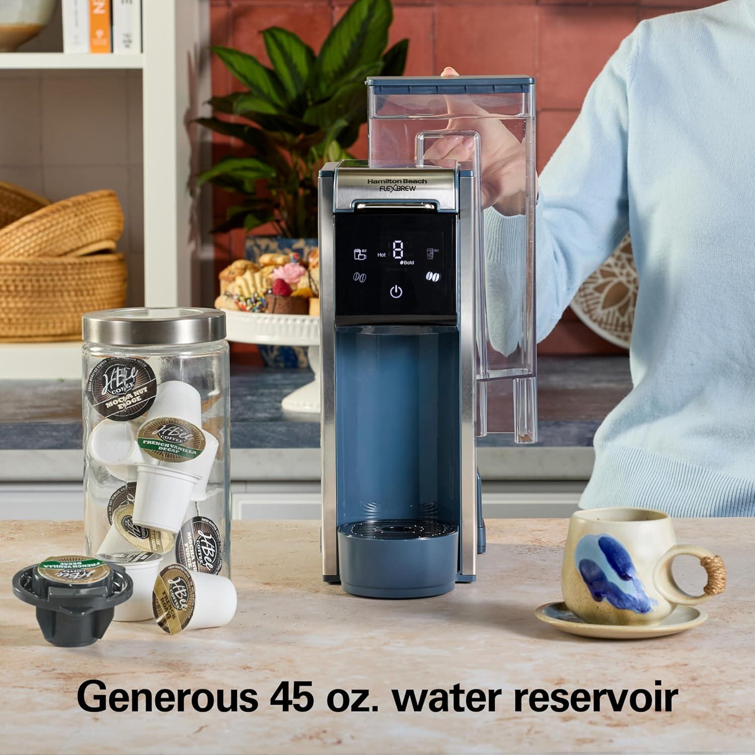 image:imageHamilton Beach FlexBrew Advanced 4in1 Single Serve Hot amp Iced Coffee Maker with Removable 45 oz Water Reservoir Use Pod Packs and Grounds Fast Brewing Black 49925Kitchen Makeover Blue