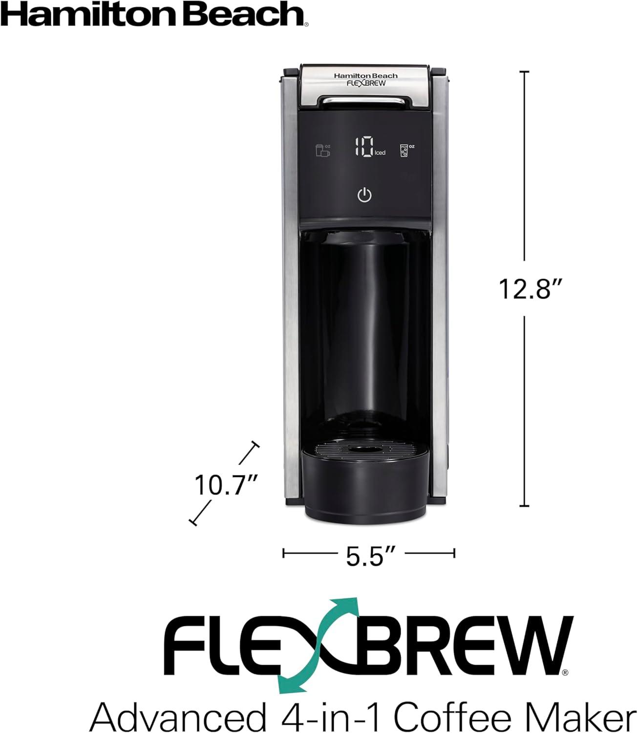 image:imageHamilton Beach FlexBrew Advanced 4in1 Single Serve Hot amp Iced Coffee Maker with Removable 45 oz Water Reservoir Use Pod Packs and Grounds Fast Brewing Black 49925Black