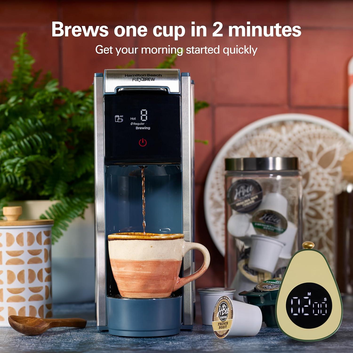 image:imageHamilton Beach FlexBrew Advanced 4in1 Single Serve Hot amp Iced Coffee Maker with Removable 45 oz Water Reservoir Use Pod Packs and Grounds Fast Brewing Black 49925Kitchen Makeover Blue