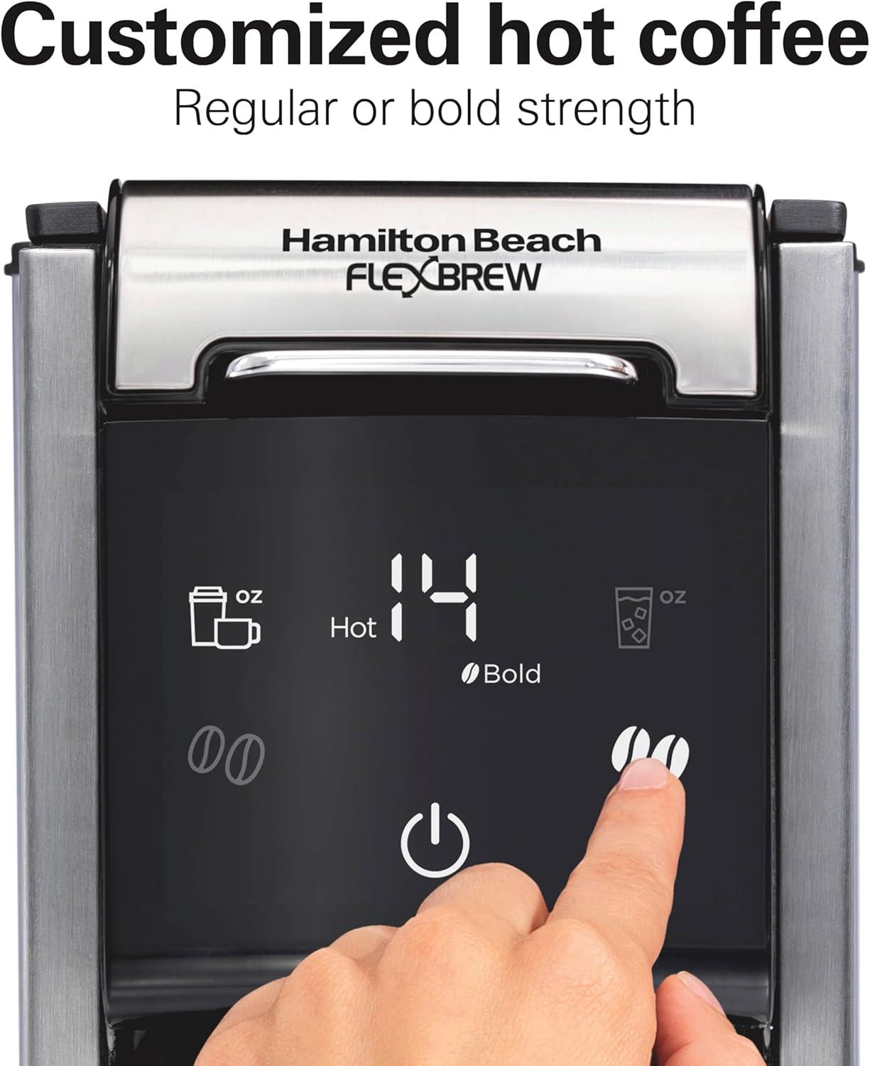 image:imageHamilton Beach FlexBrew Advanced 4in1 Single Serve Hot amp Iced Coffee Maker with Removable 45 oz Water Reservoir Use Pod Packs and Grounds Fast Brewing Black 49925Black