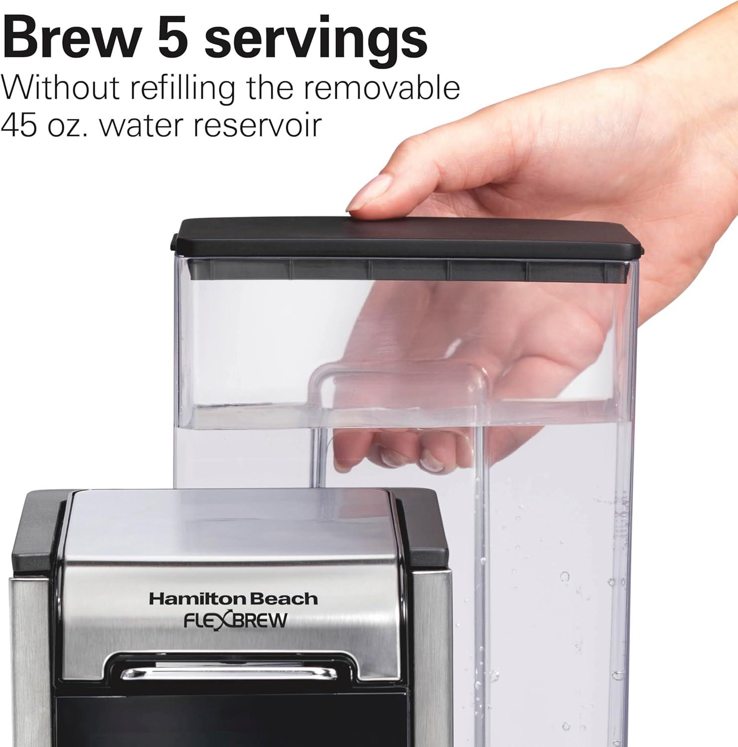 image:imageHamilton Beach FlexBrew Advanced 4in1 Single Serve Hot amp Iced Coffee Maker with Removable 45 oz Water Reservoir Use Pod Packs and Grounds Fast Brewing Black 49925Black