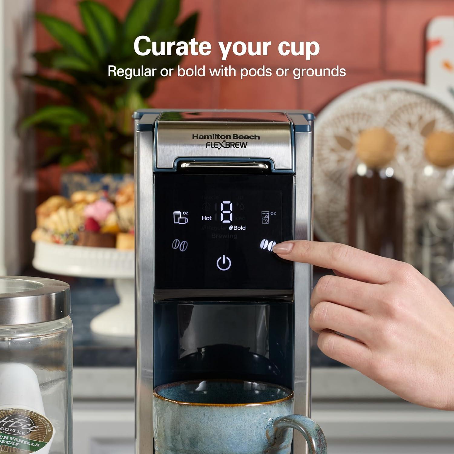 image:imageHamilton Beach FlexBrew Advanced 4in1 Single Serve Hot amp Iced Coffee Maker with Removable 45 oz Water Reservoir Use Pod Packs and Grounds Fast Brewing Black 49925Kitchen Makeover Blue