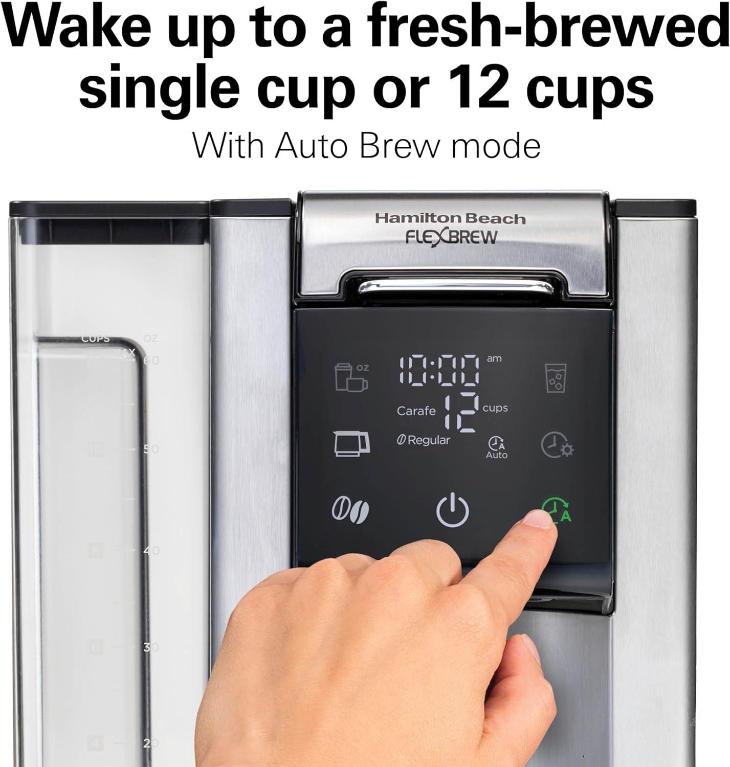 image:imageHamilton Beach FlexBrew Advanced 5in1 Thermal Programmable 12 Cup Drip and Single Serve Hot amp Iced Coffee Maker Movable 60oz Water Reservoir Use Pod Packs and Grounds Fast Brewing Black 49929