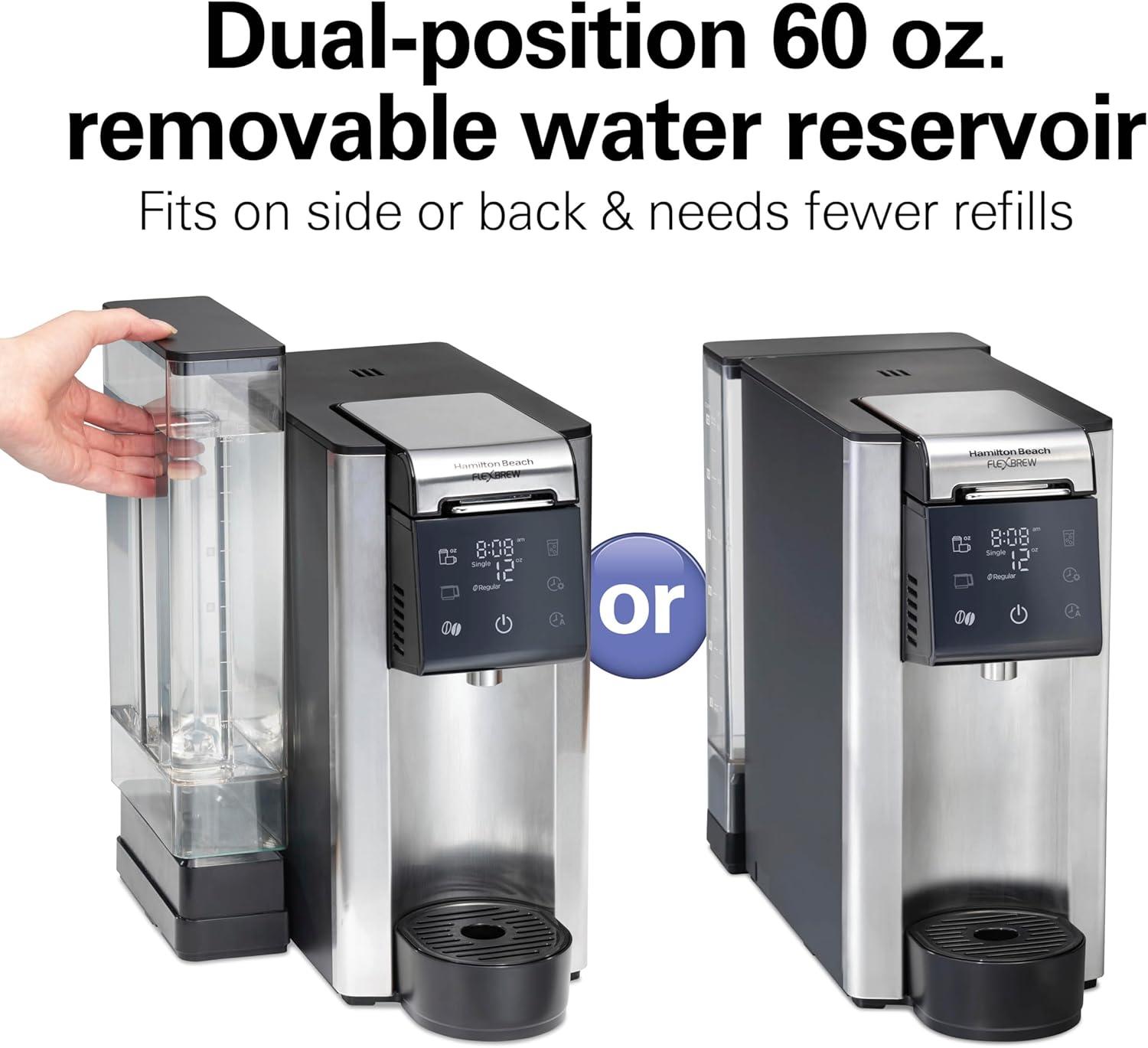 image:imageHamilton Beach FlexBrew Advanced 5in1 Thermal Programmable 12 Cup Drip and Single Serve Hot amp Iced Coffee Maker Movable 60oz Water Reservoir Use Pod Packs and Grounds Fast Brewing Black 49929