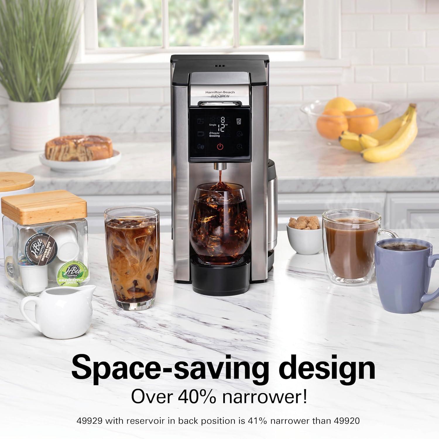 image:imageHamilton Beach FlexBrew Advanced 5in1 Thermal Programmable 12 Cup Drip and Single Serve Hot amp Iced Coffee Maker Movable 60oz Water Reservoir Use Pod Packs and Grounds Fast Brewing Black 49929