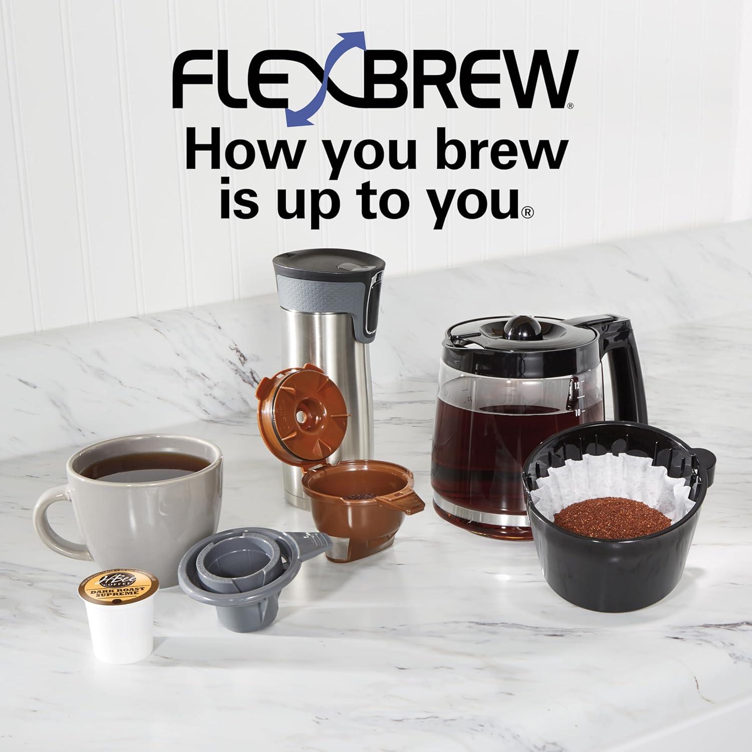 image:imageHamilton Beach FlexBrew Trio 2Way Coffee Maker Compatible with KCup Pods or Grounds Combo Single Serve amp Full 12c Pot Black Fast Brewing 49902Black