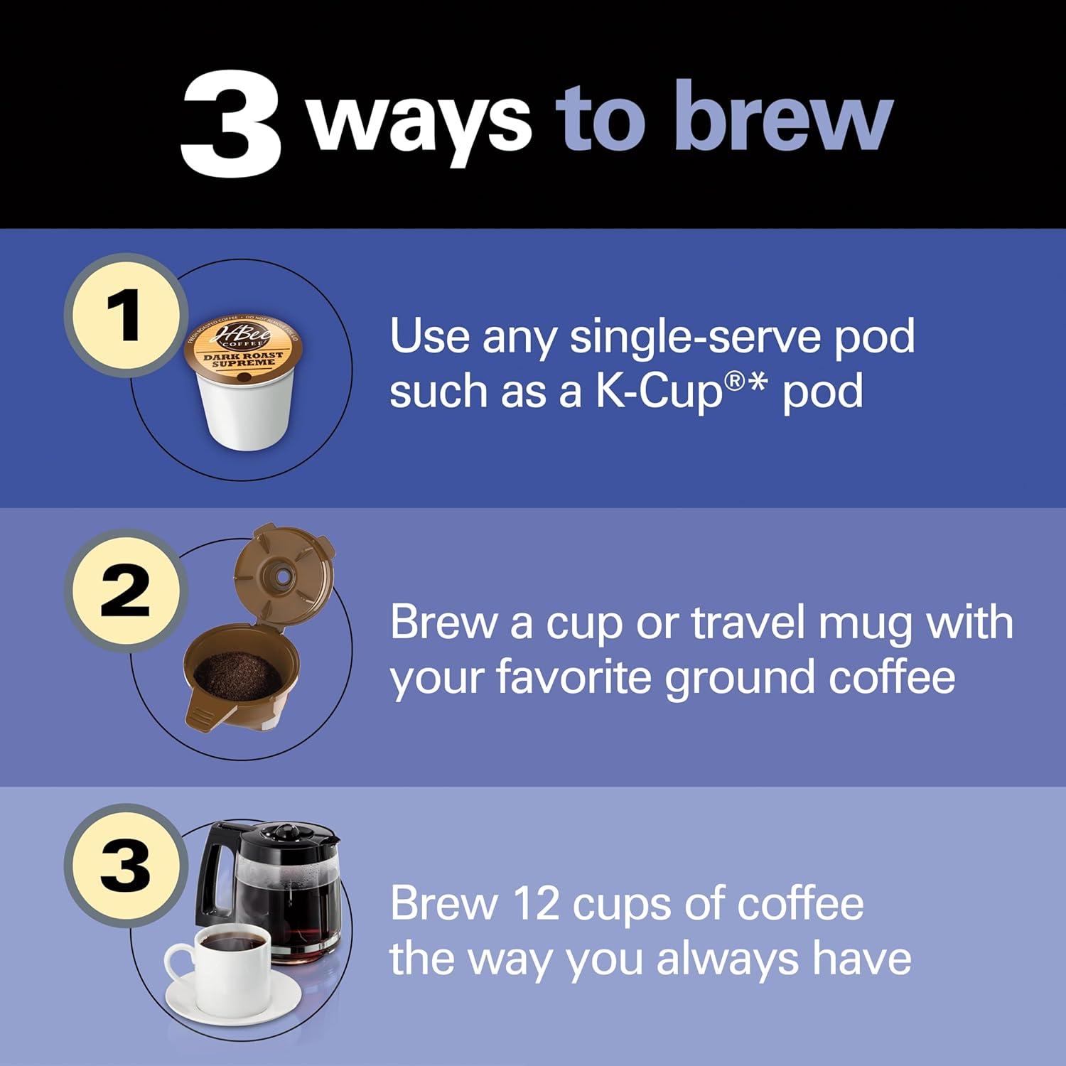 image:imageHamilton Beach FlexBrew Trio 2Way Coffee Maker Compatible with KCup Pods or Grounds Combo Single Serve amp Full 12c Pot Black Fast Brewing 49902Black
