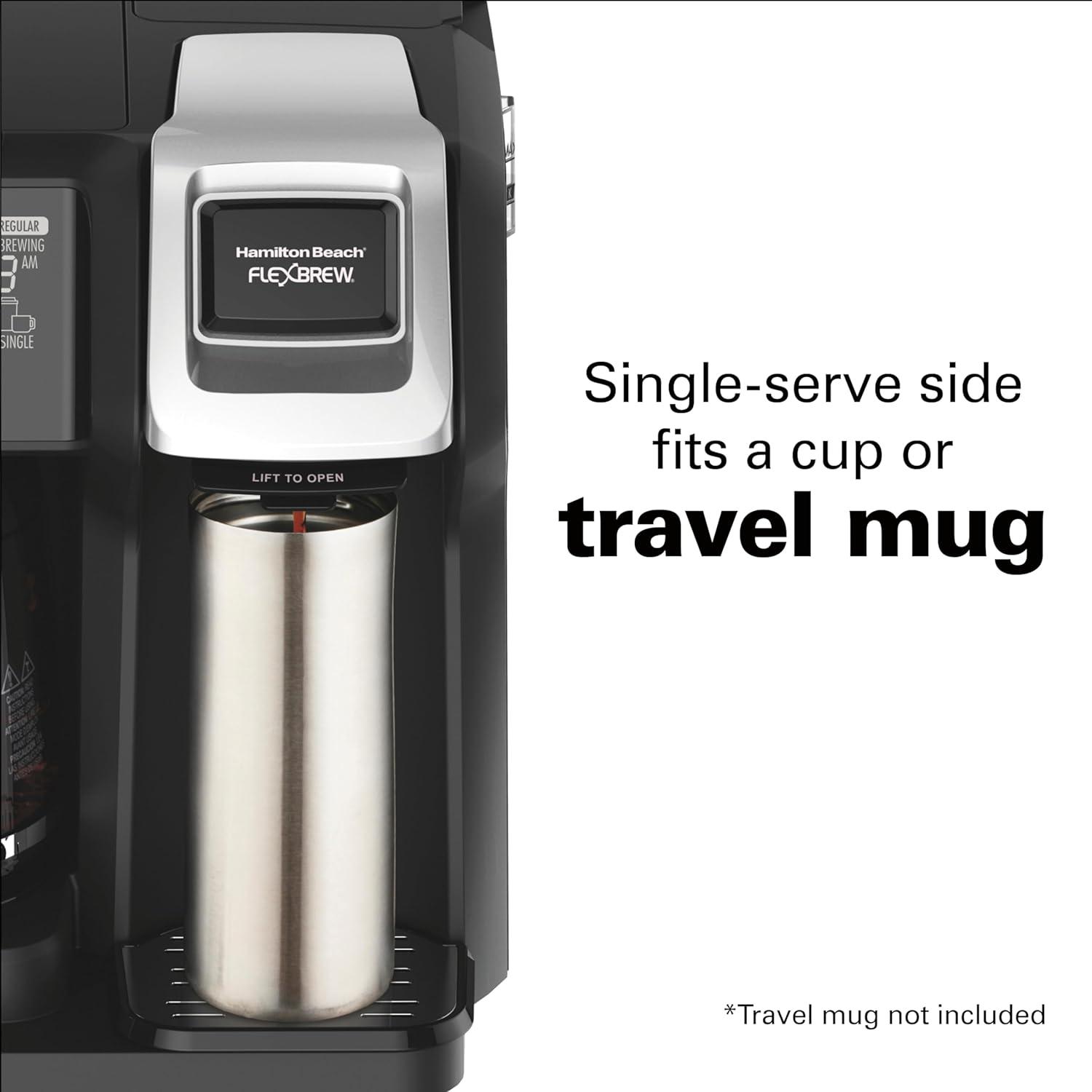 image:imageHamilton Beach FlexBrew Trio 2Way Coffee Maker Compatible with KCup Pods or Grounds Combo Single Serve amp Full 12c Pot Black Fast Brewing 49902Black