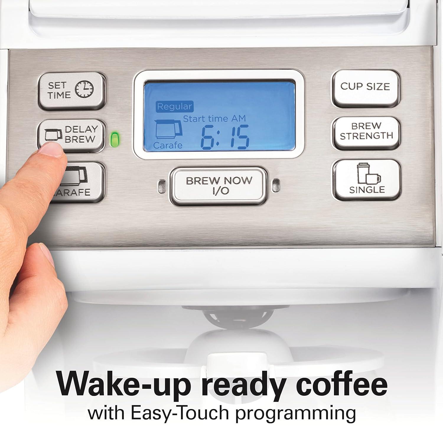 image:imageHamilton Beach FlexBrew Trio 2Way Coffee Maker Compatible with KCup Pods or Grounds Combo Single Serve amp Full 12c Pot Black Fast Brewing 49902White Fast Brewing Removable Reservoir